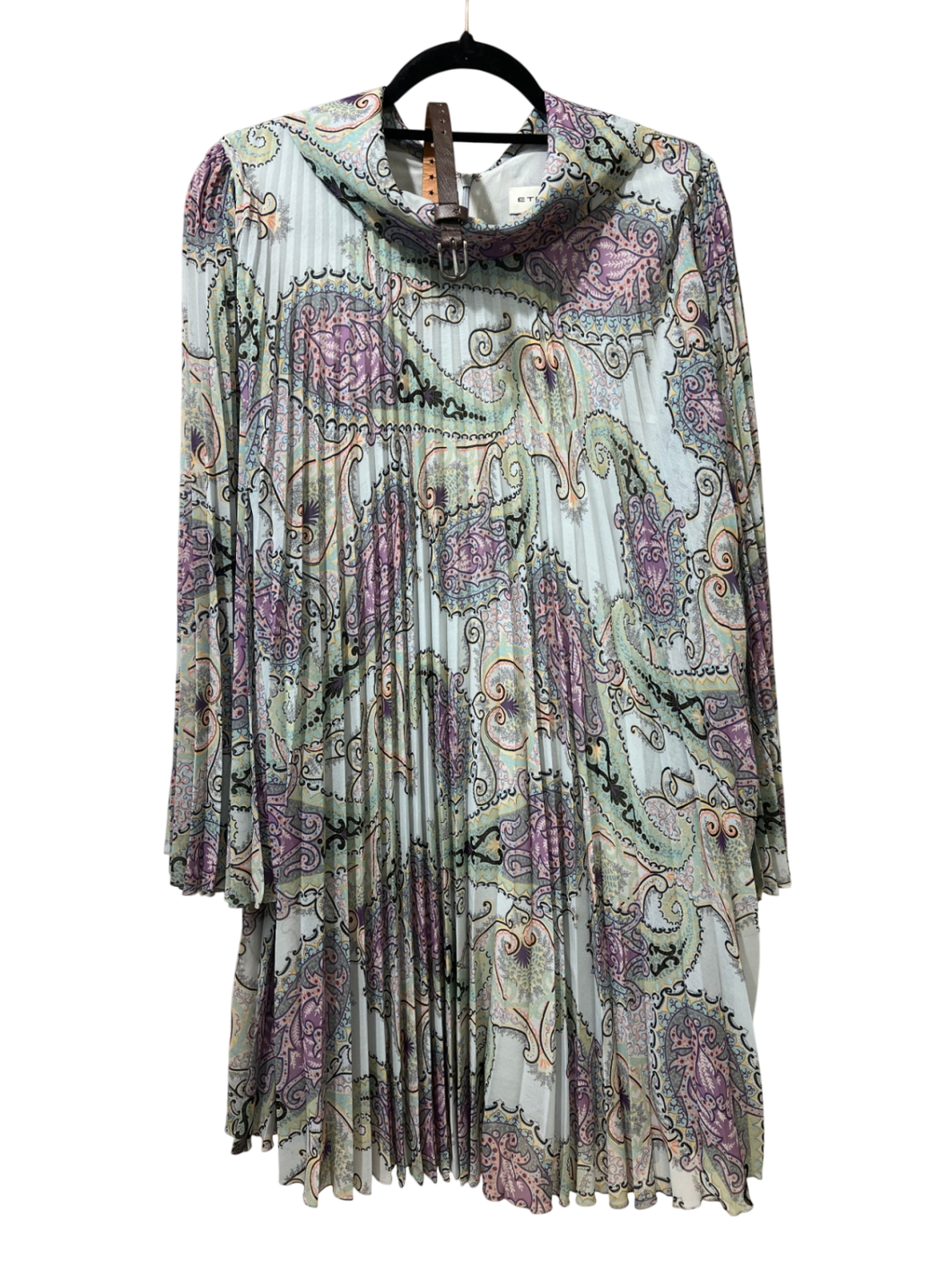 ETRO Pliseekleid 38 Violett, Grün, Blau, Schwarz, Beige, Rosa Neu ohne Etikett
