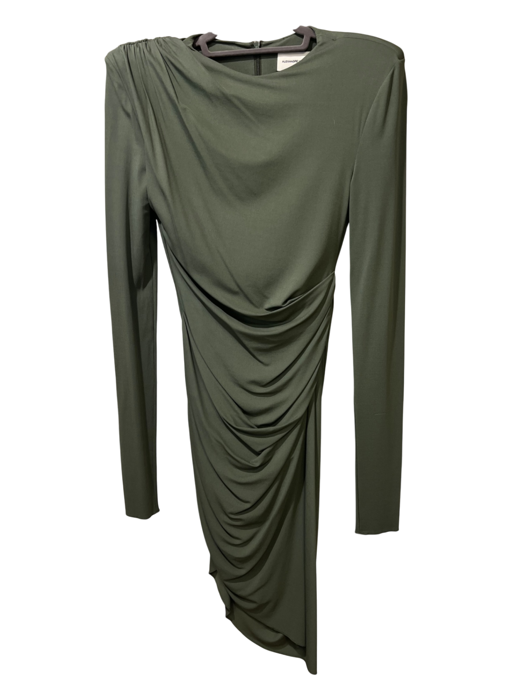 Alexander Vauttier Seitlich geraftfes Kleid 38/ M Olive