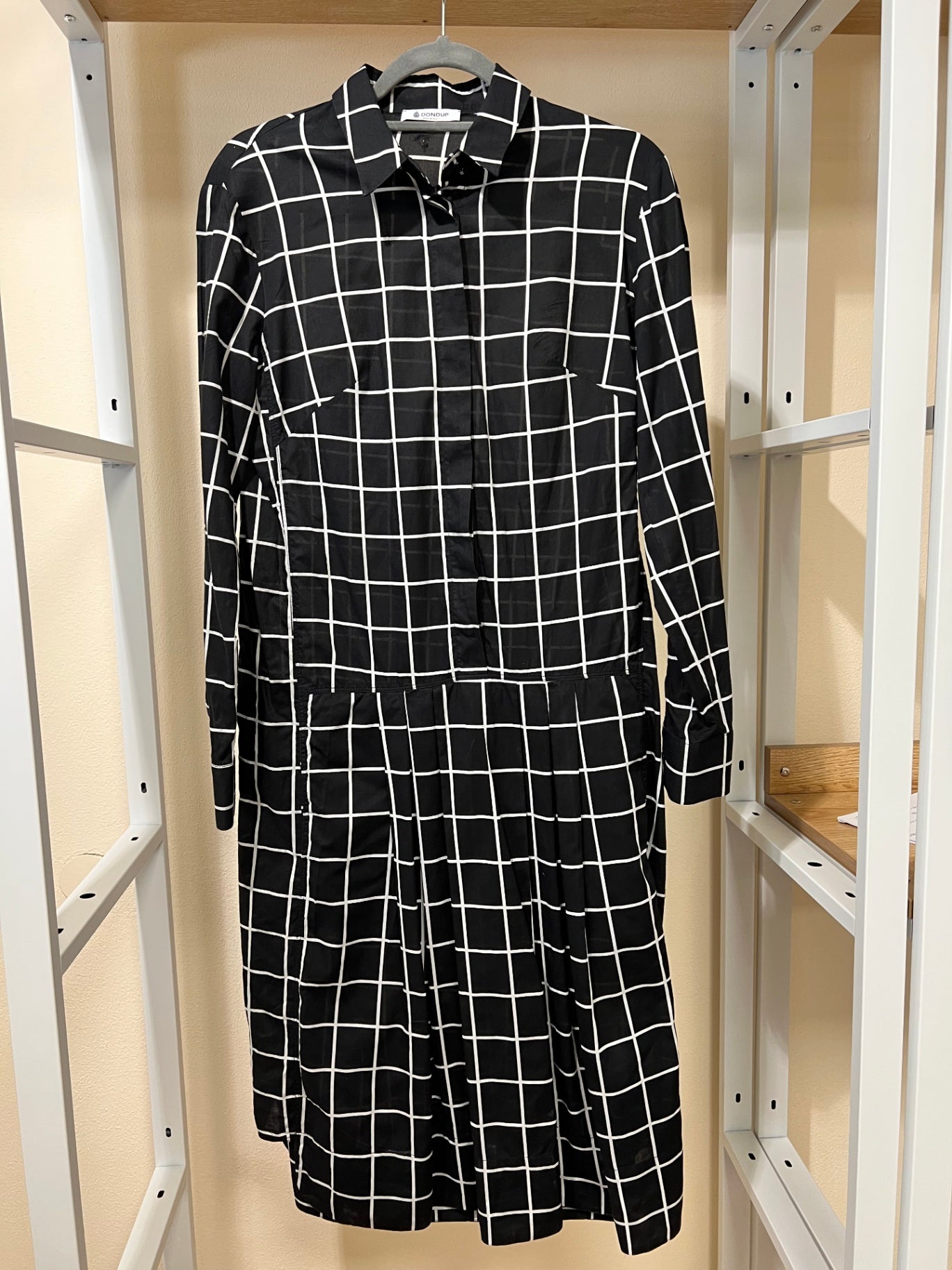 DONDUP Kleid 38 Schwarz mit weißem Gittermuster Sehr gut