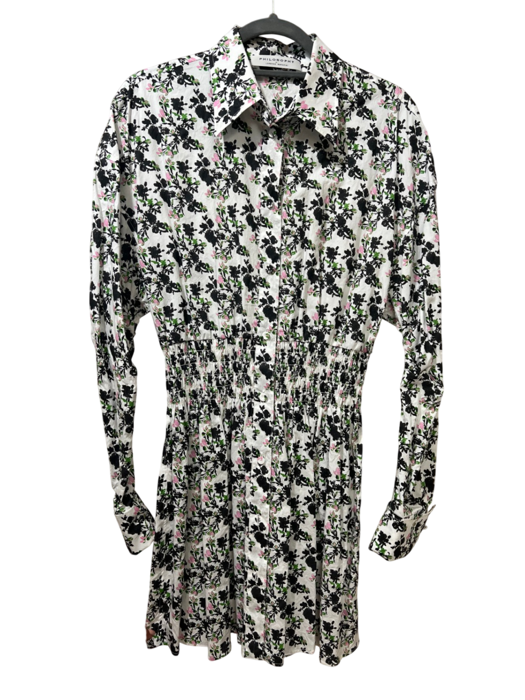 Philosophy Kleid geblümt 38/ M Weiß, Schwarz, Rosa, Grün