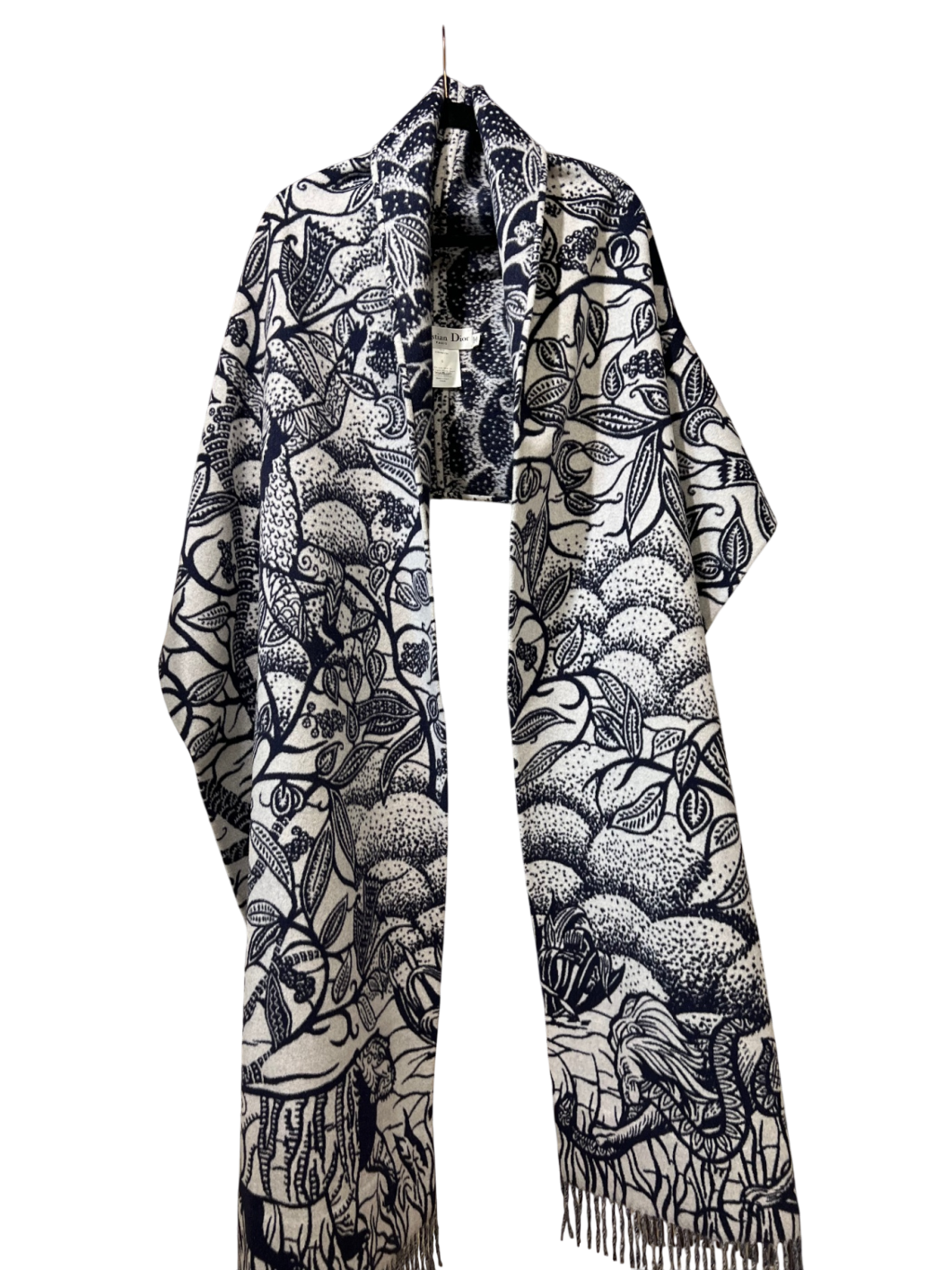 Christian Dior Cape/ Schal Uni Marineblau und Creme Neu ohne Etikett