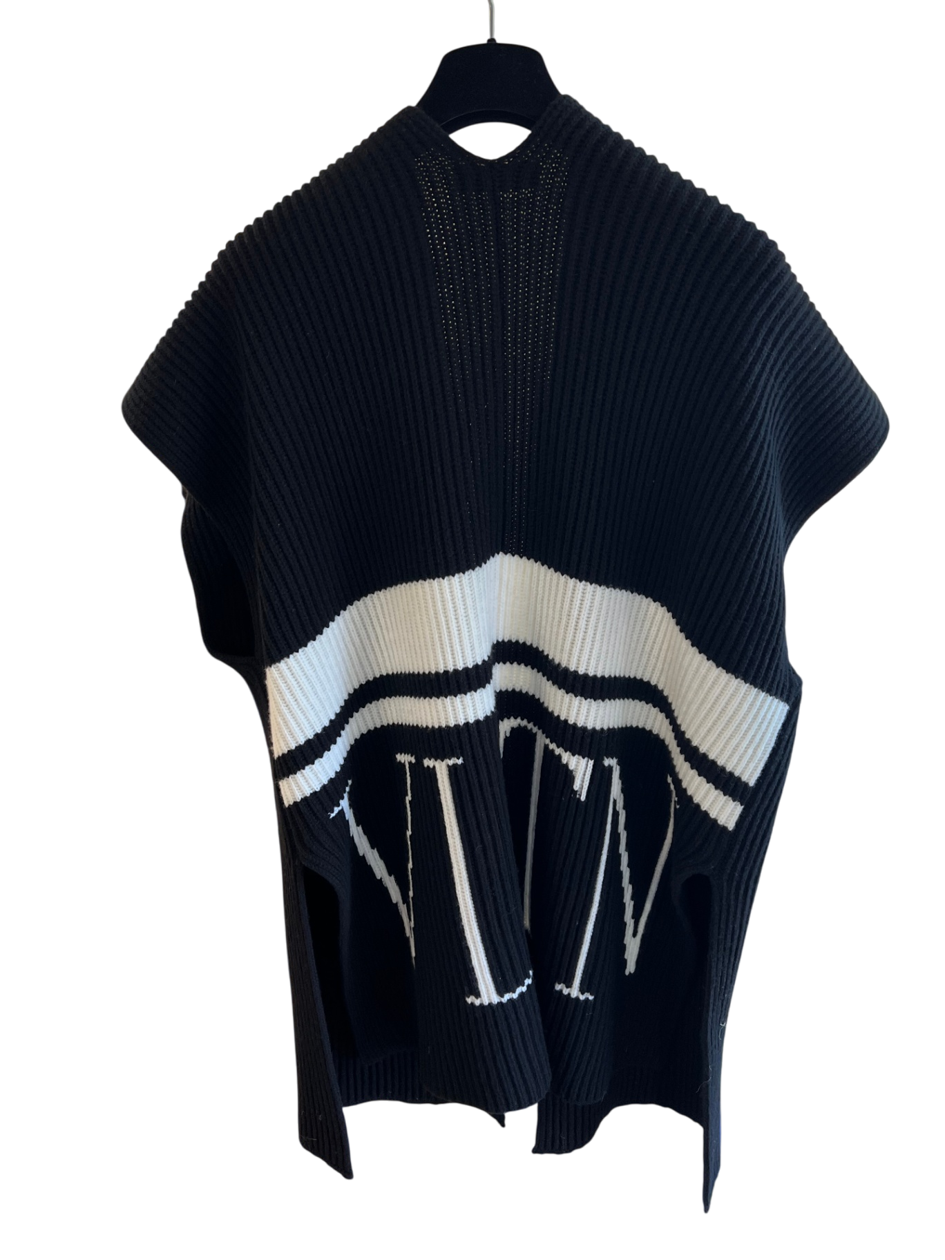 Valentino Woll Cape 38 Schwarz /Weiß Sehr gut