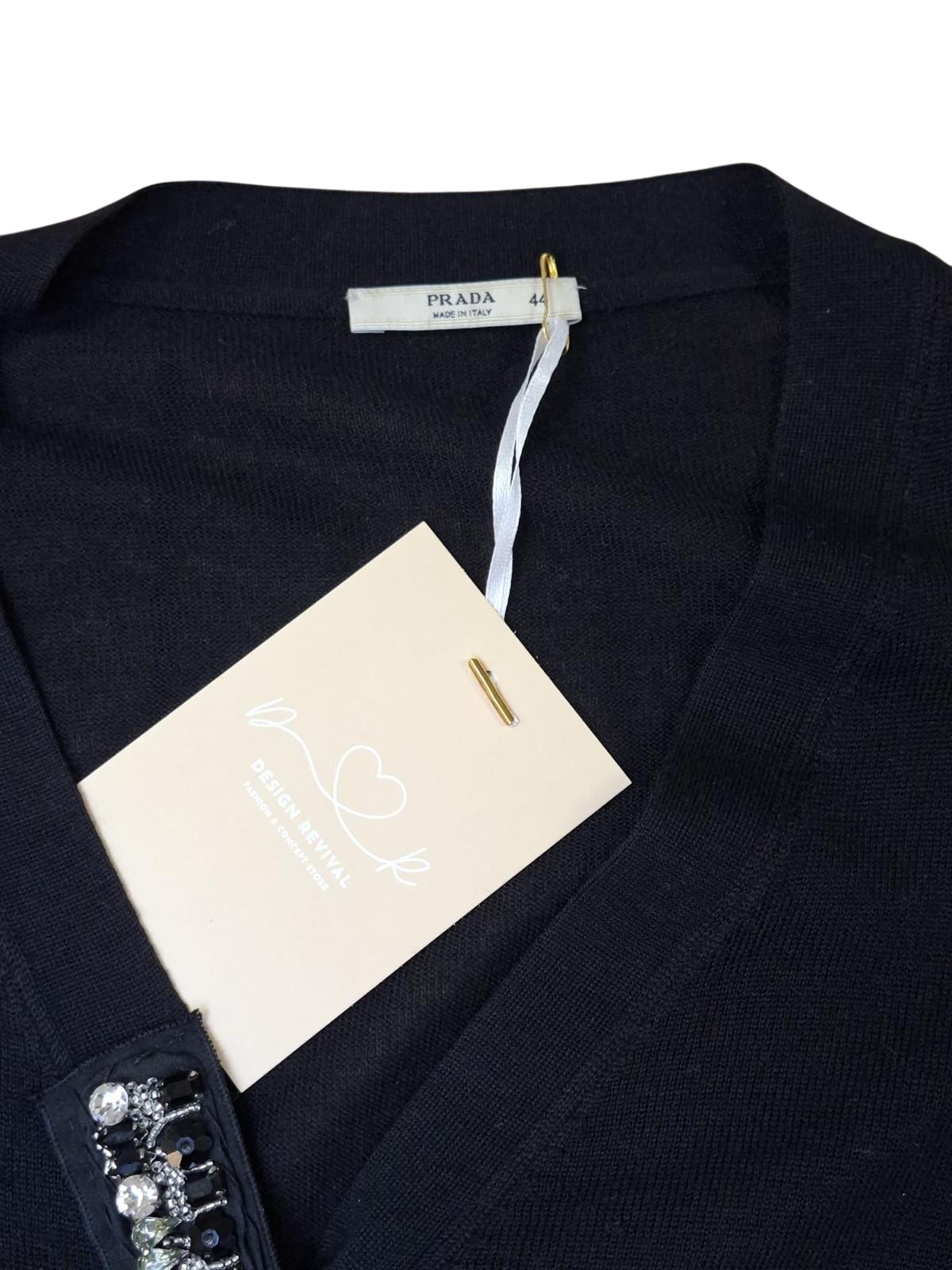 Prada Strickjacke mit Pailetten 38 Schwarz Gut