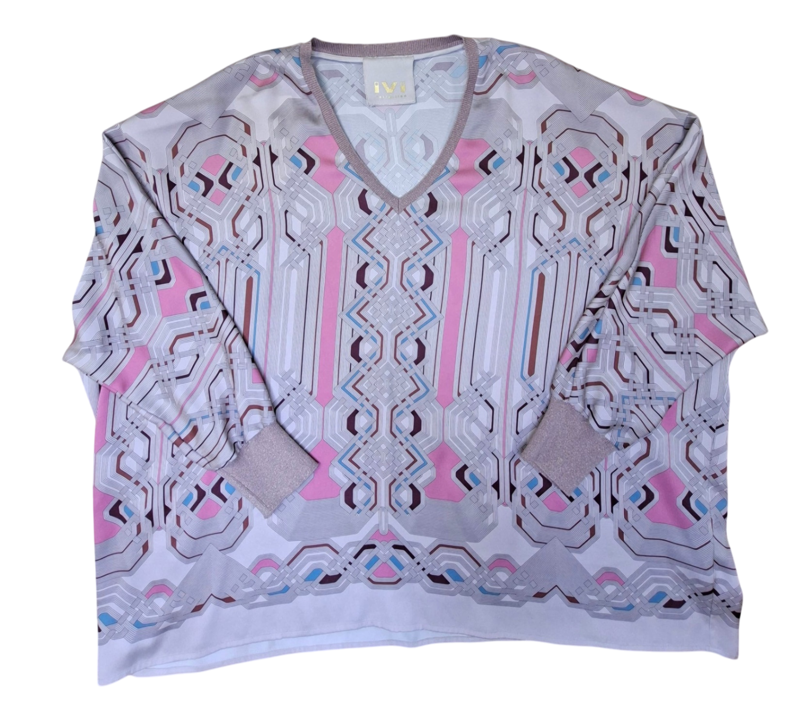 IVI BluseBluse 38/ M Rosa, Grau, Braun, Blau, Weiß Neu ohne Etikett