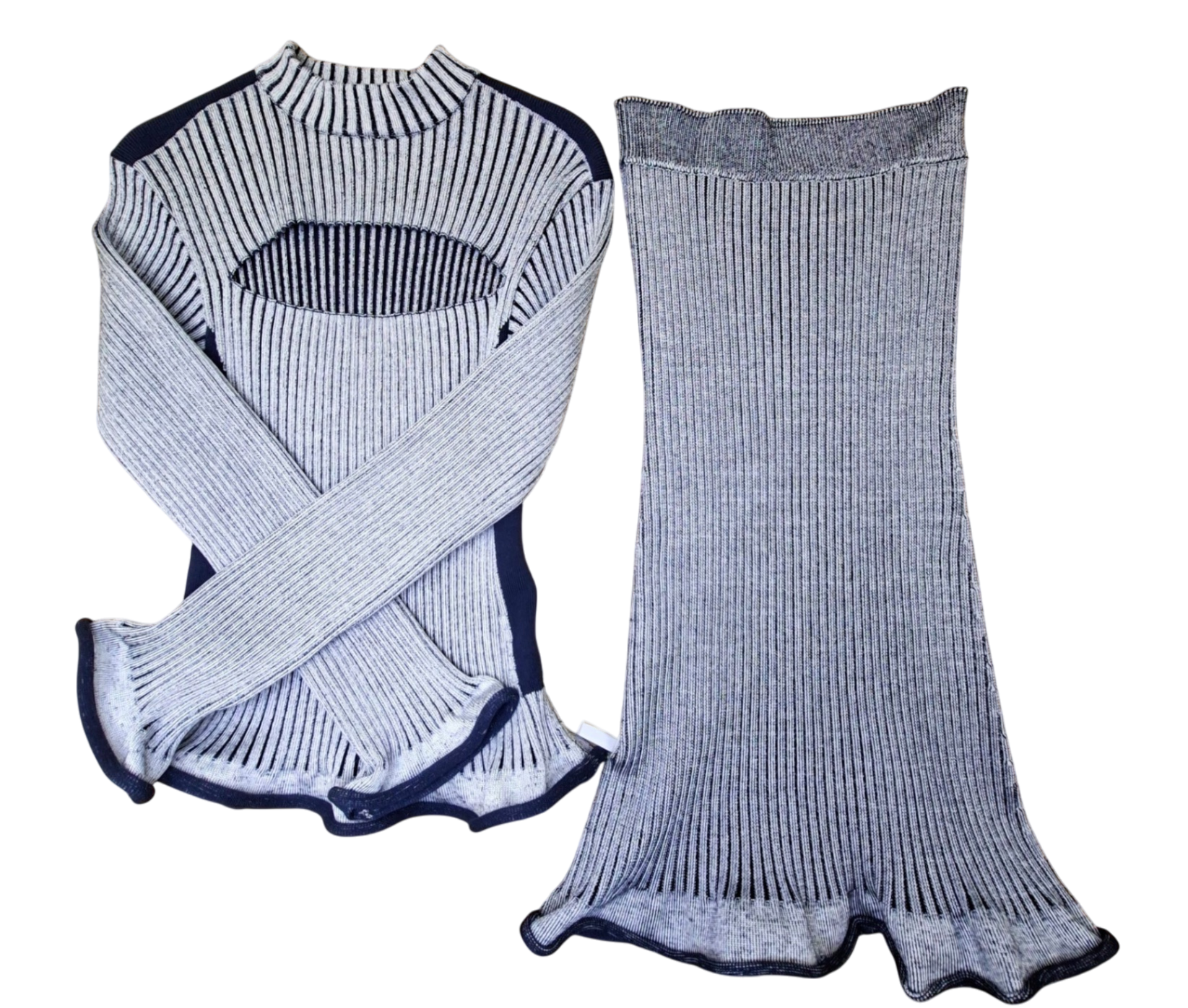 Louis Vuitton Zweiteiler 36 Silbergrau und Dunkelblau Neu ohne Etikett