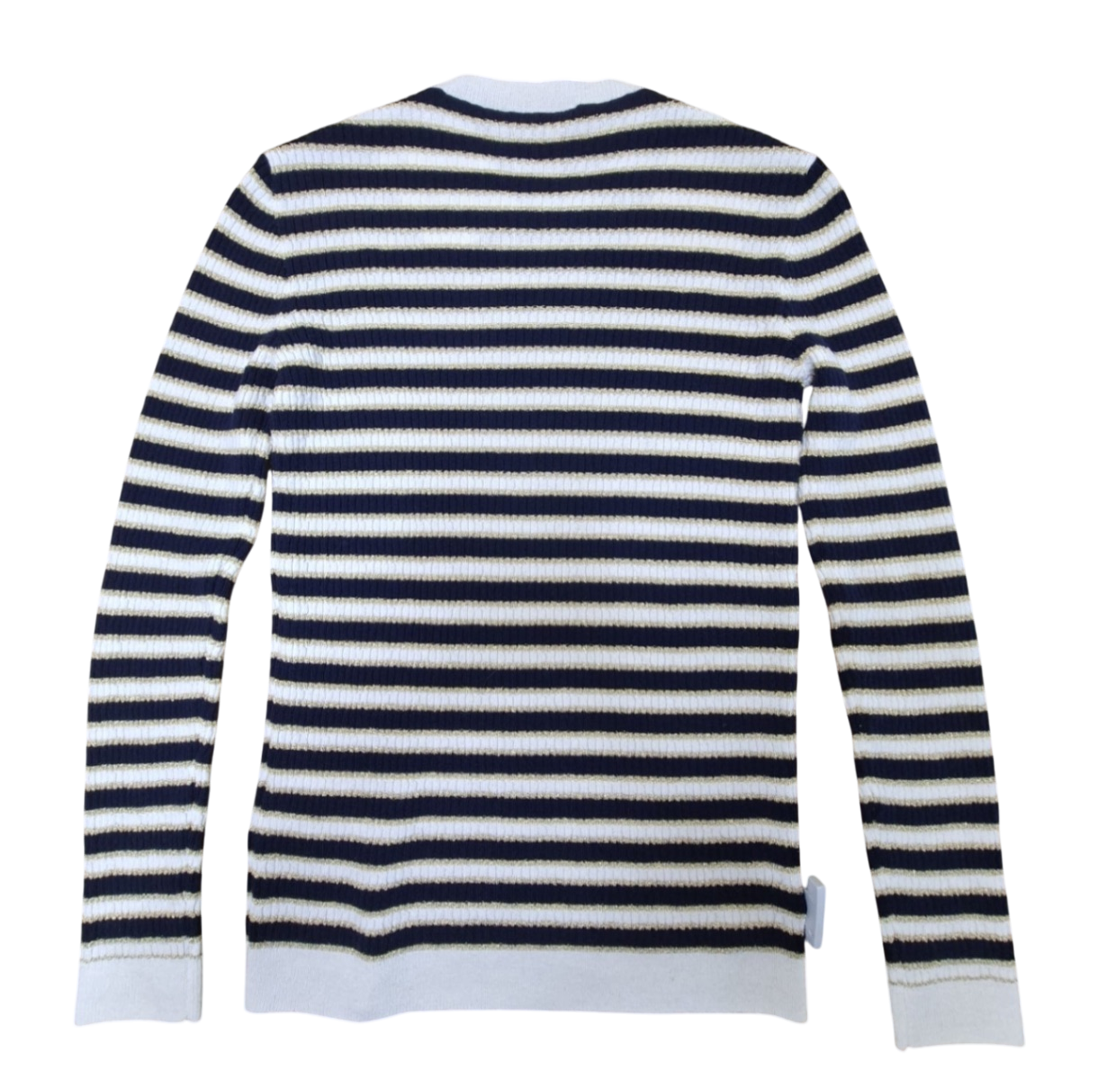 Valentino Strickpullover 38 Beige, Dunkelblau, Gold