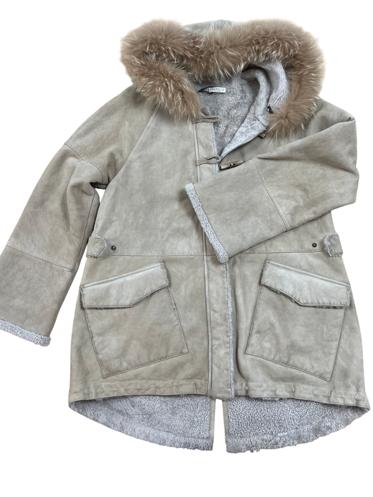 Brunello Cucinelli Felljacke 42 Beige Sehr gut