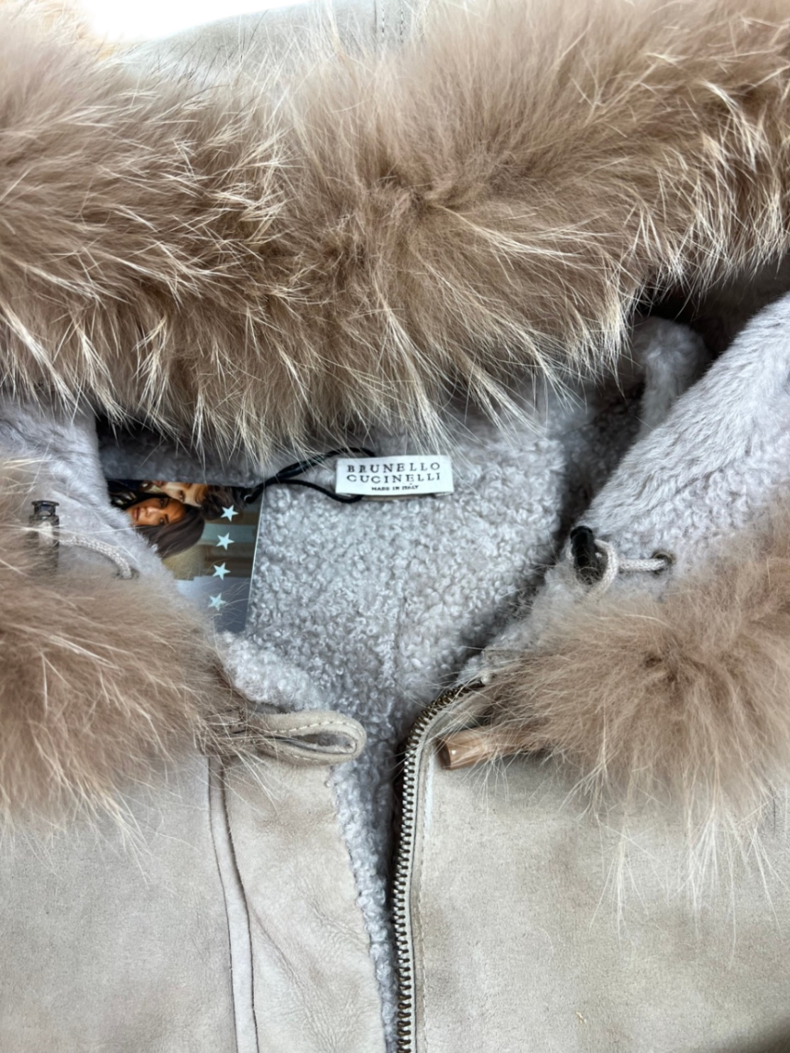 Brunello Cucinelli Felljacke 42 Beige Sehr gut