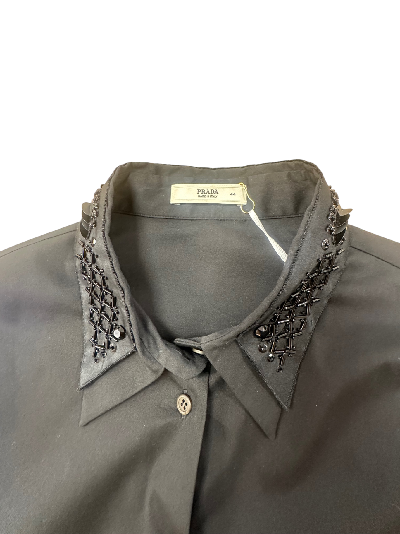 Prada Hemdbluse 36 Schwarz mit Pailetten Sehr gut