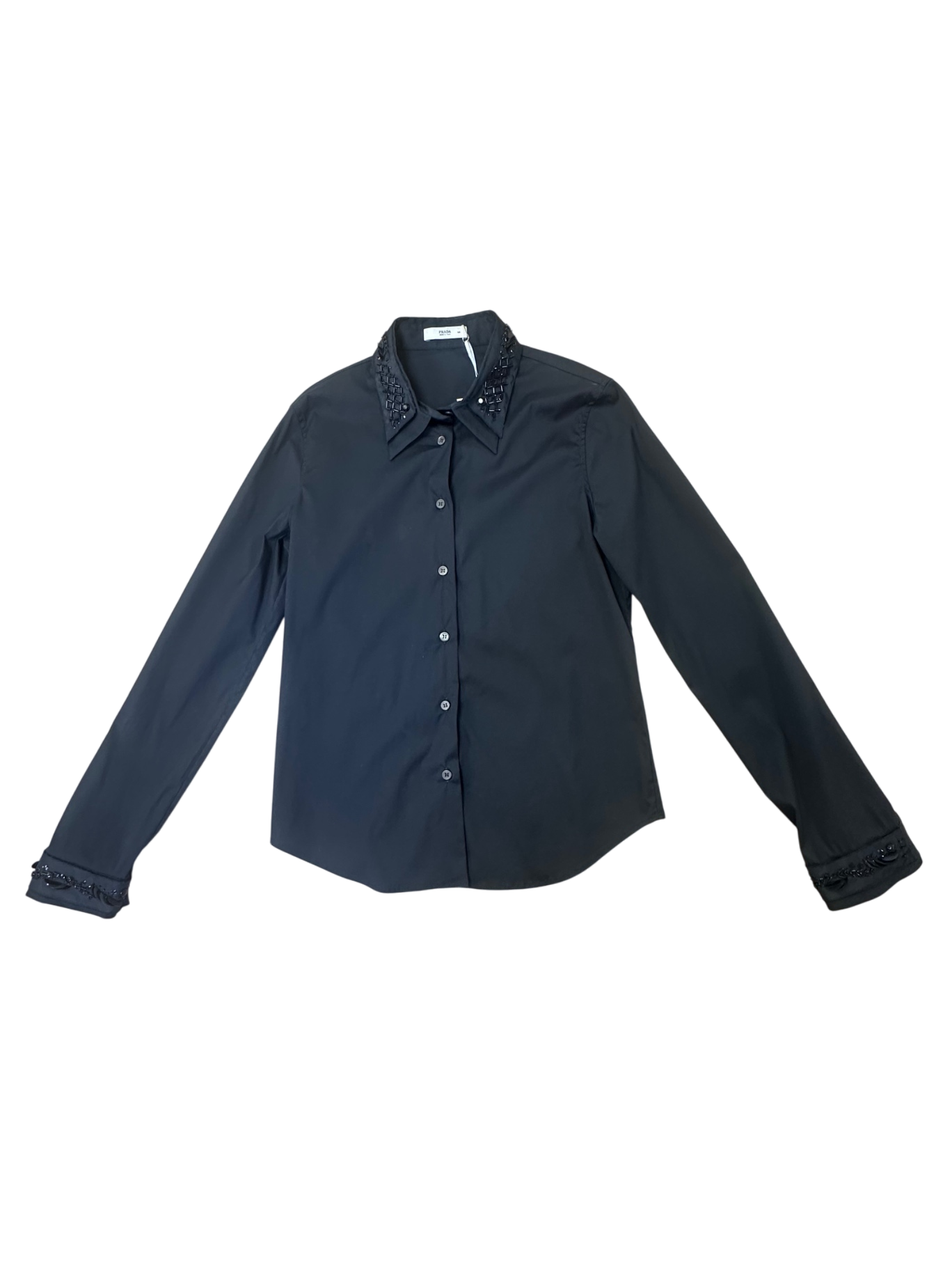Prada Hemdbluse 36 Schwarz mit Pailetten Sehr gut