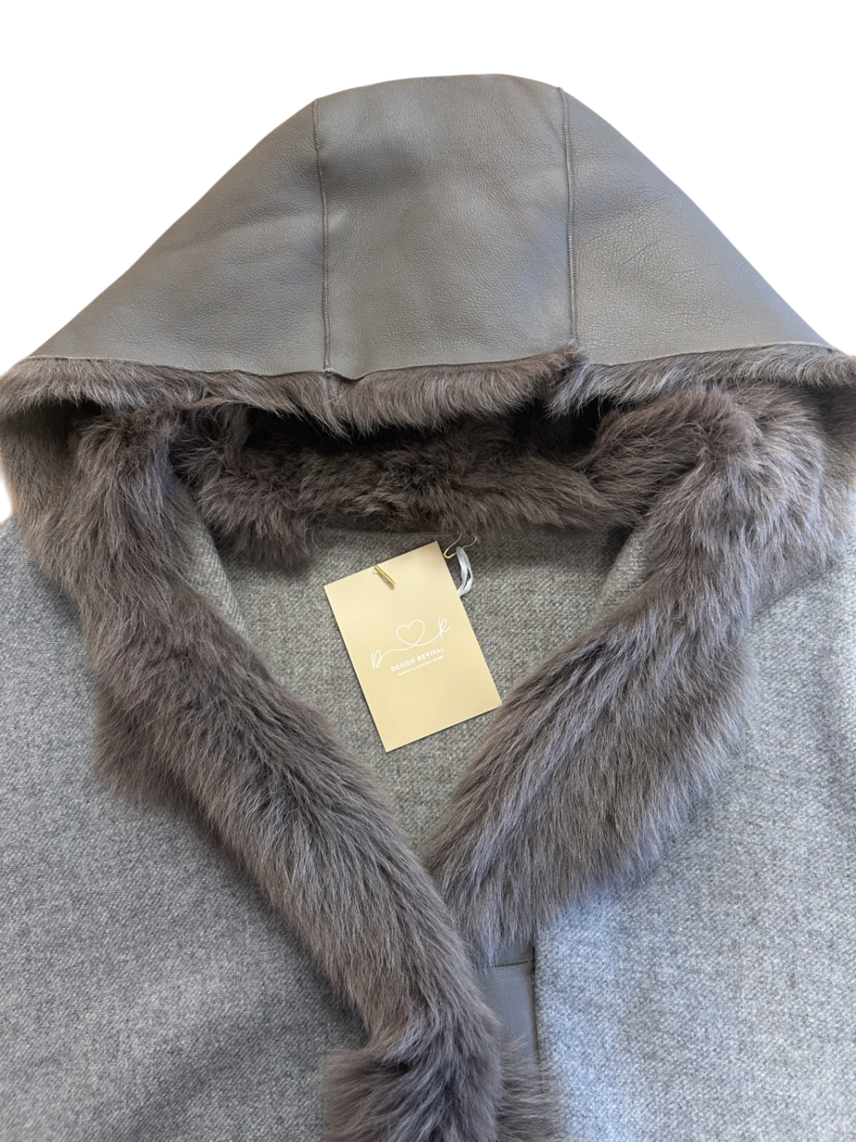 Fabiana Filippi Wollcape mit Echtfell 38 Grau