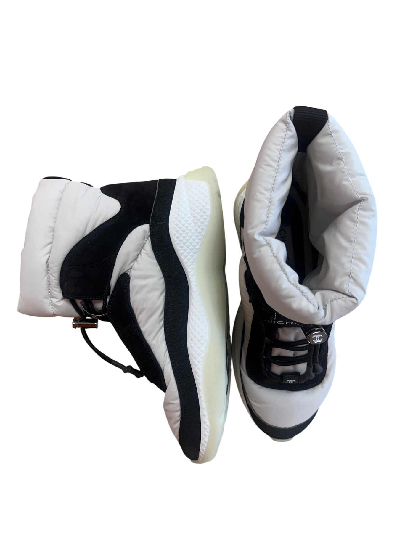 Chanel Stiefel 38 Schwarz Weiß Sehr gut