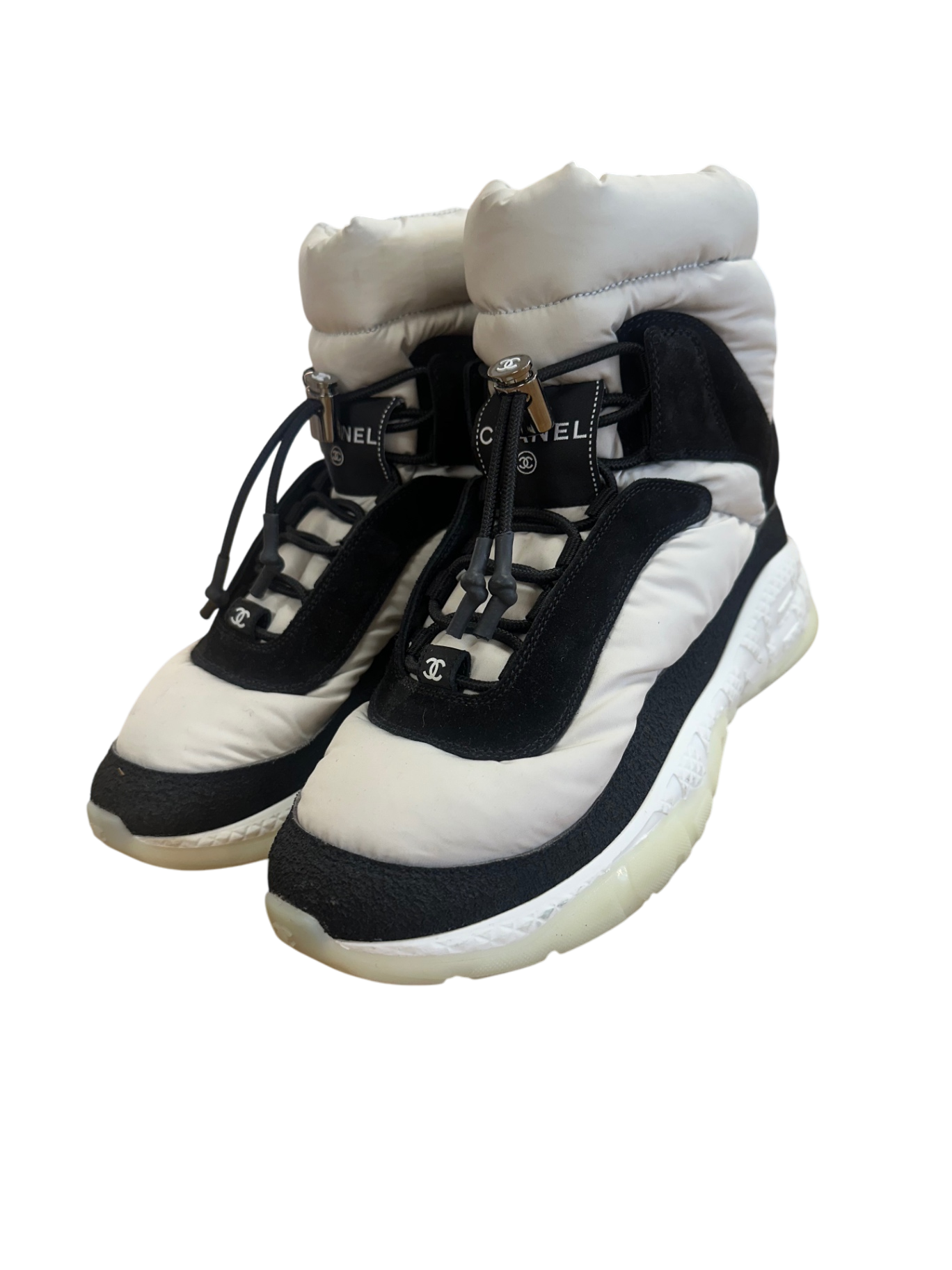 Chanel Stiefel 38 Schwarz Weiß Sehr gut