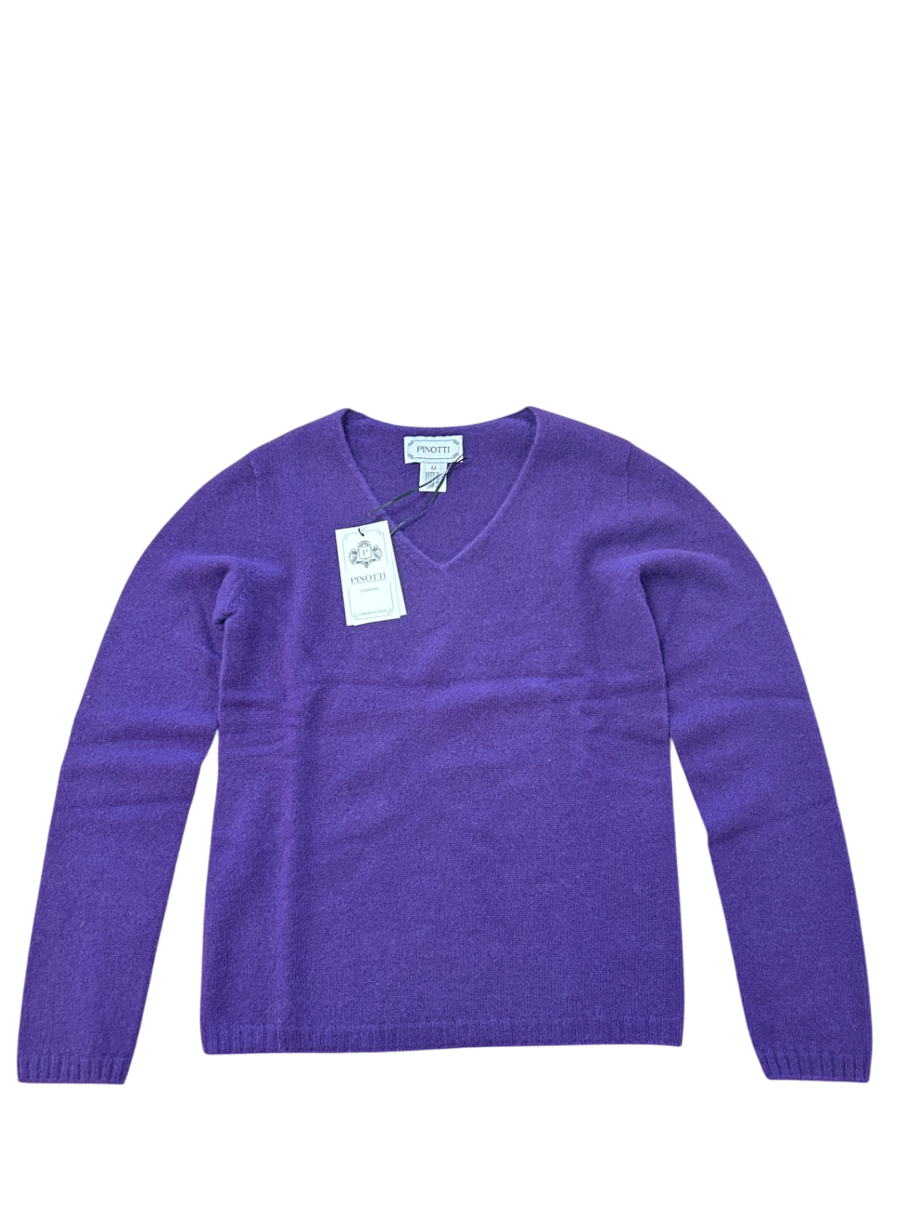 Pinotti Pullover mit V-Ausschnitt Violett 100% Cashmere Neu 38