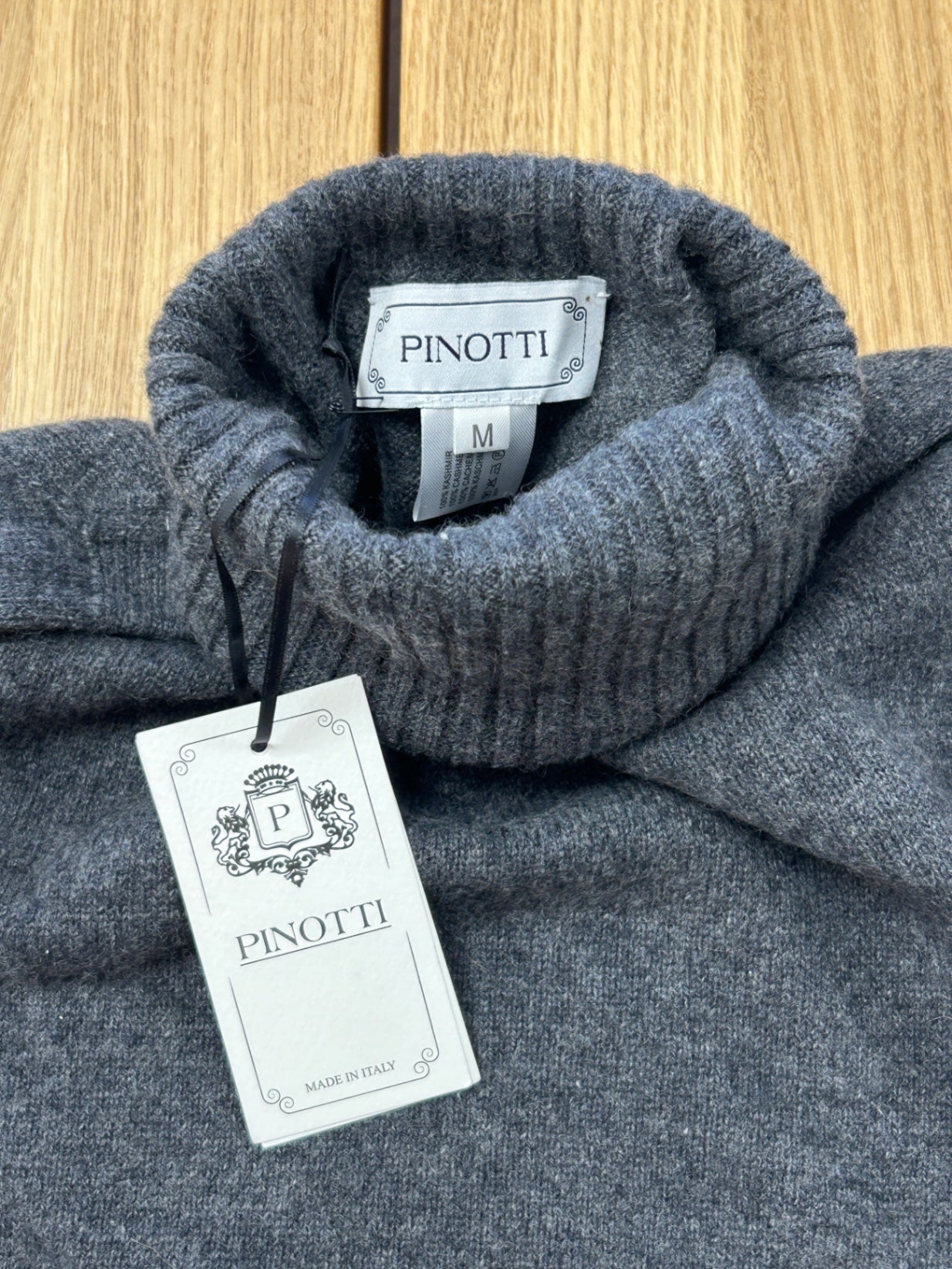 Pinotti Sweater Dolce Vita Anthracite 100% Cashmere New 40