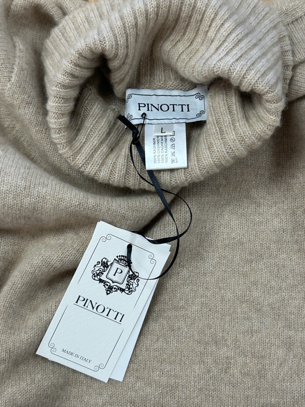 Pinotti Sweater Dolce Vita Beige 100% Cashmere New 40