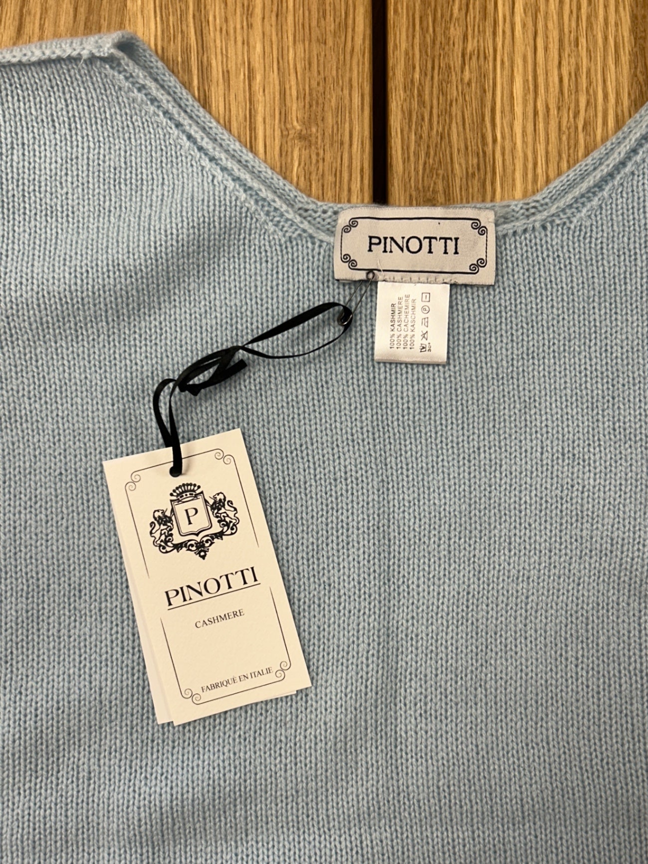 Pinotti Poncho Celeste 100% Cashmere Neu Uni