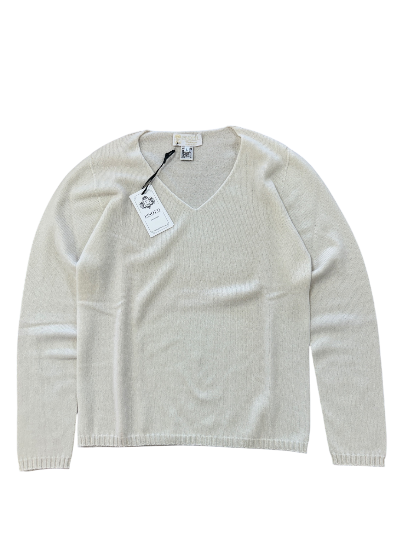 Pinotti Pullover mit V-Ausschnitt Weiß 100% Cashmere Neu 40