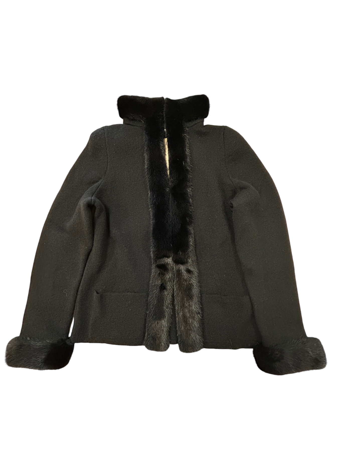 Lana D'Doro 100% Cashmere-Jacke Nerzbesatz 38 Schwarz Sehr gut
