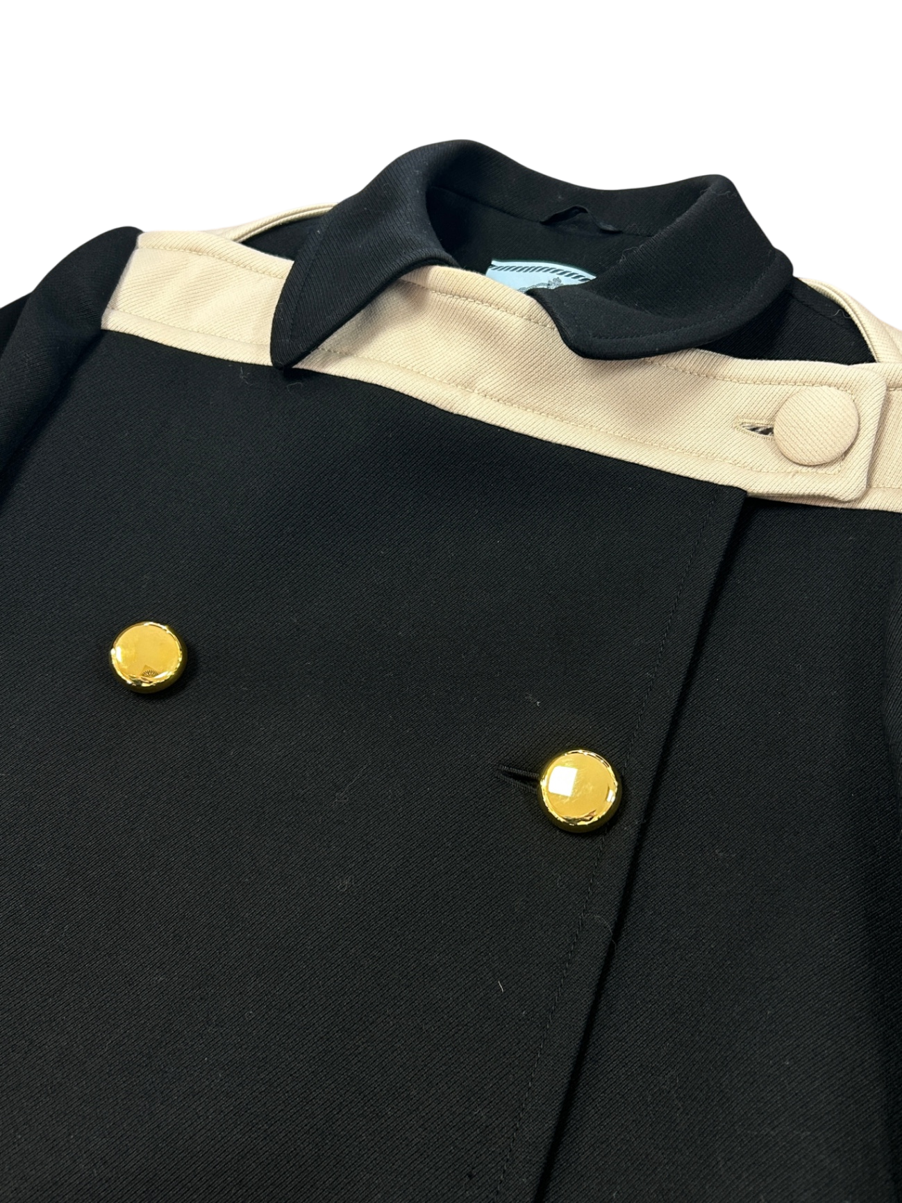 Prada Mantel 40 Schwarz und Creme Neu ohne Etikett