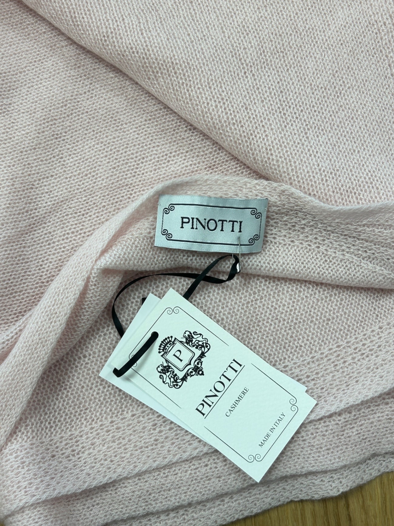 Pinotti Scarf Pink 100% Cashmere New Plain