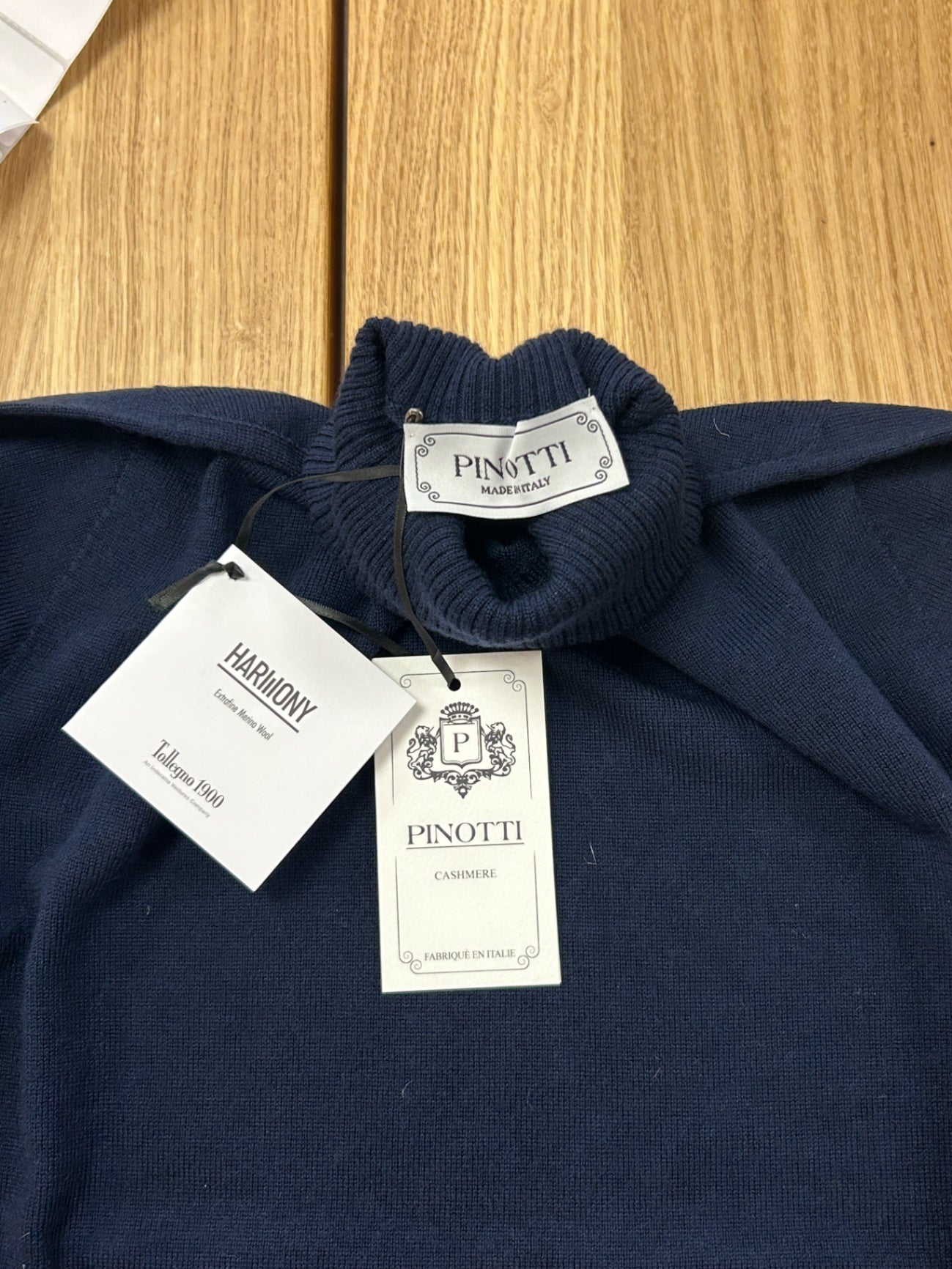 Pinotti Sweater Dolce Vita fine Navy 100% Cashmere New 40