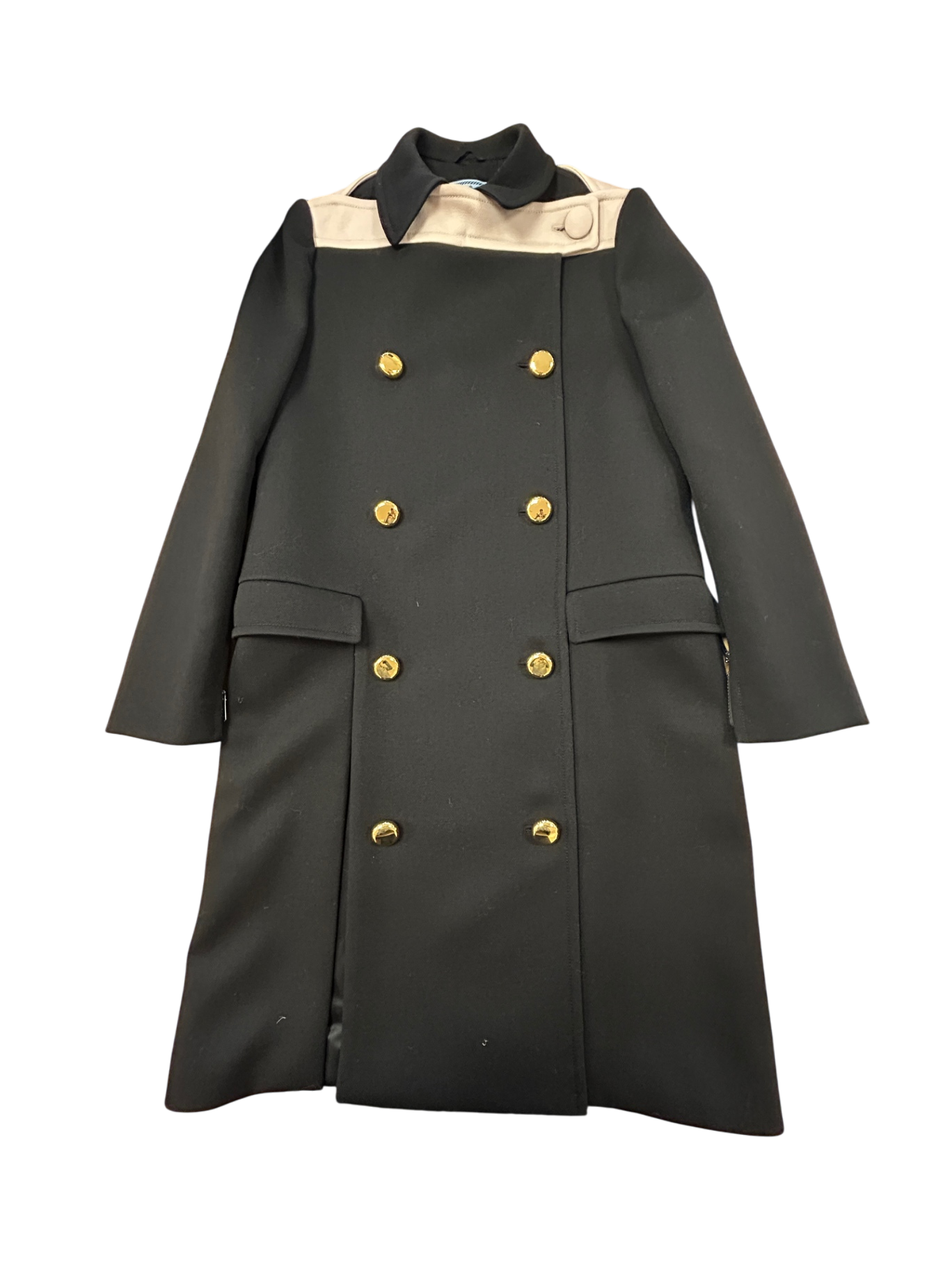 Prada Mantel 40 Schwarz und Creme Neu ohne Etikett