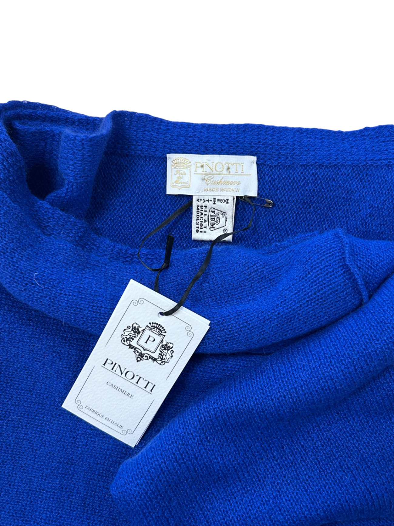 Pinotti Schal Royalblau 100% Cashmere Neu Uni