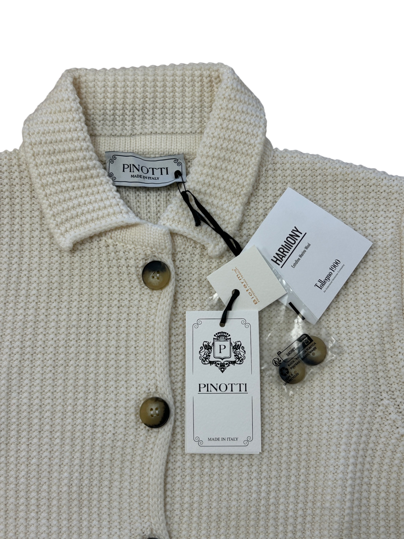 Pinotti Cardigan White 100% Cashmere New Size 40
