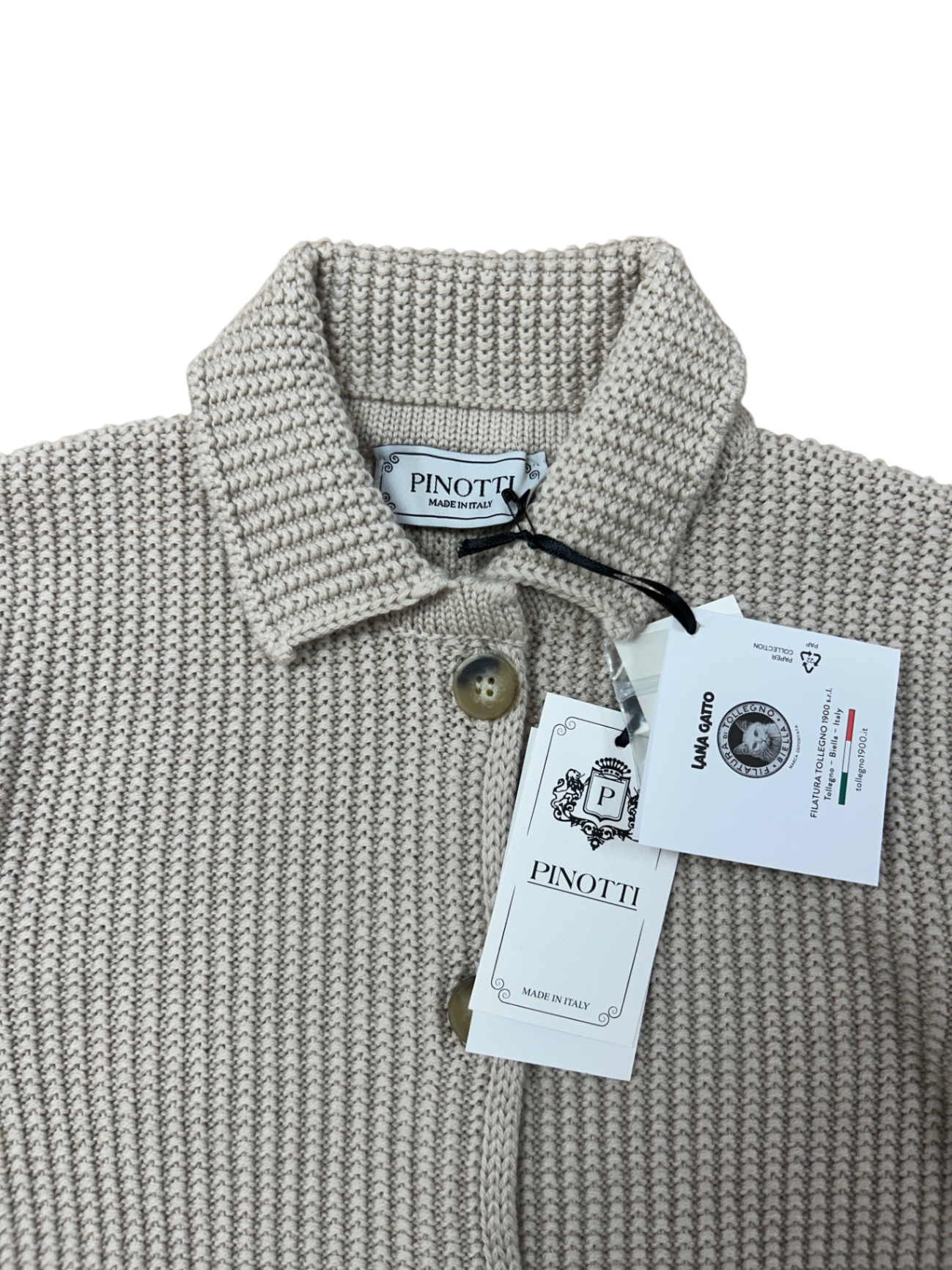 Pinotti Cardigan Beige 100% Cashmere New S/M