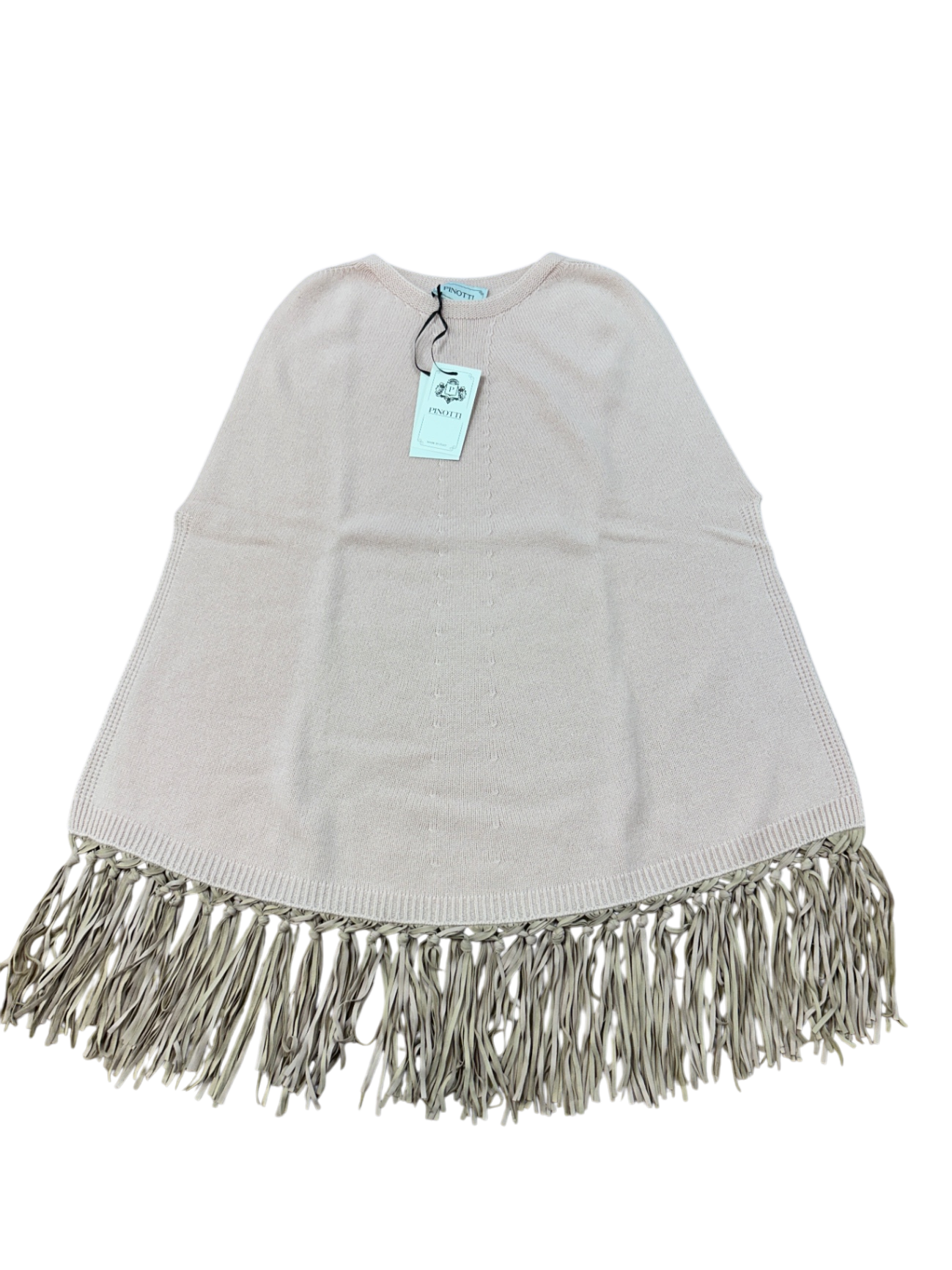 Pinotti Poncho mit Fransen Rosa 100% Cashmere Uni Neu
