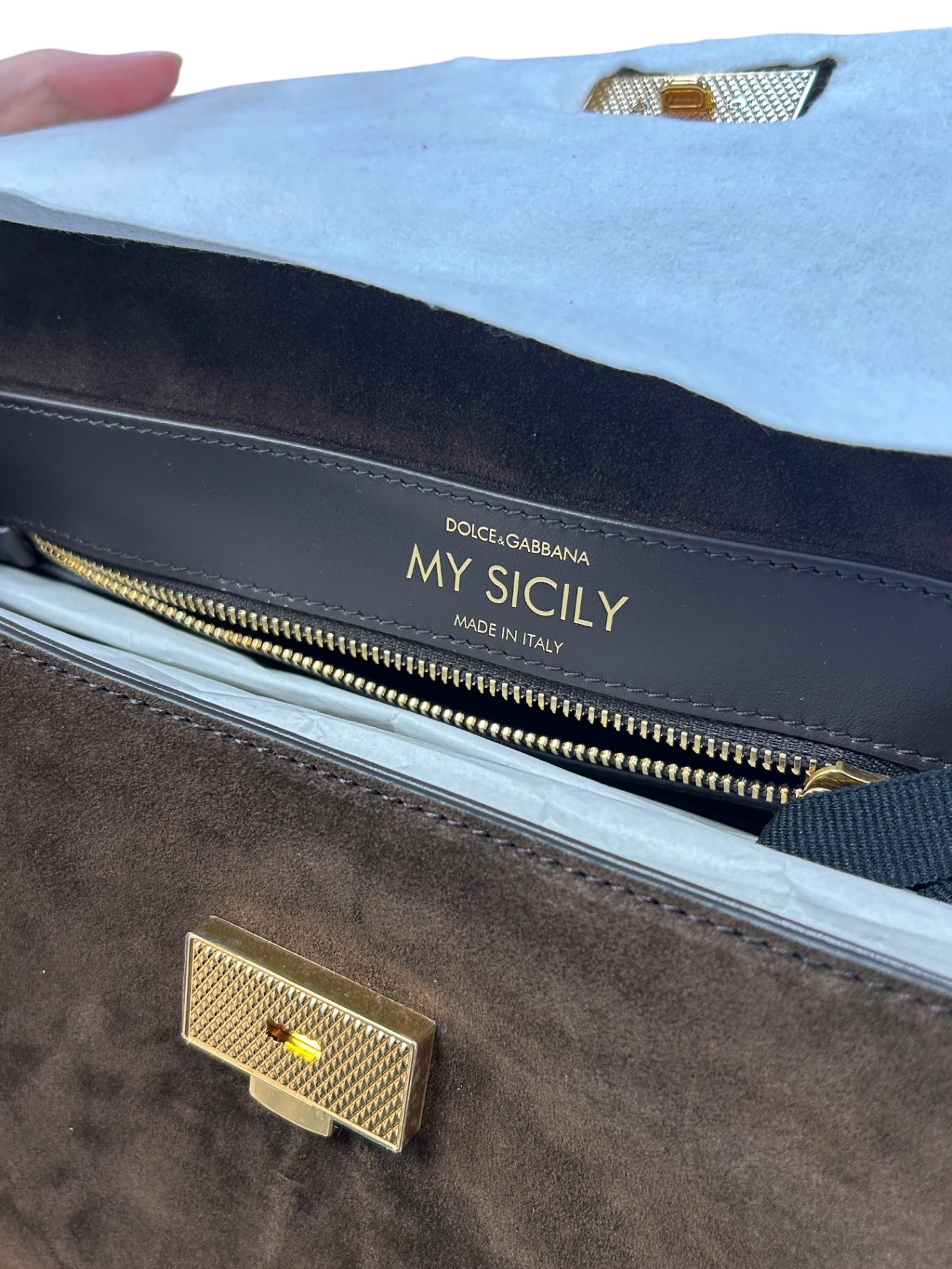 Dolce & Gabbana My Sicily Suede Schultertasche in Braun