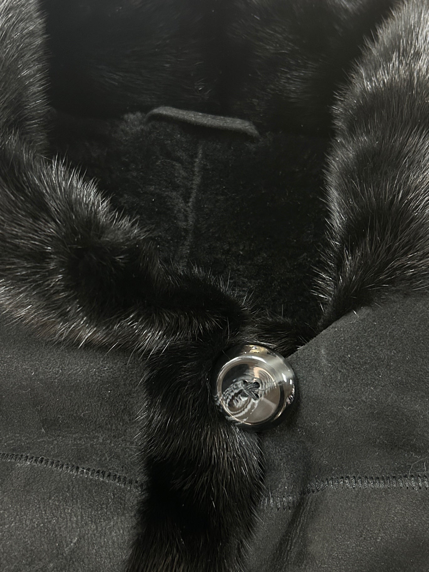 Schwarzer Lodenfrey Kurzmantel aus Lammfell & Nerz, 36