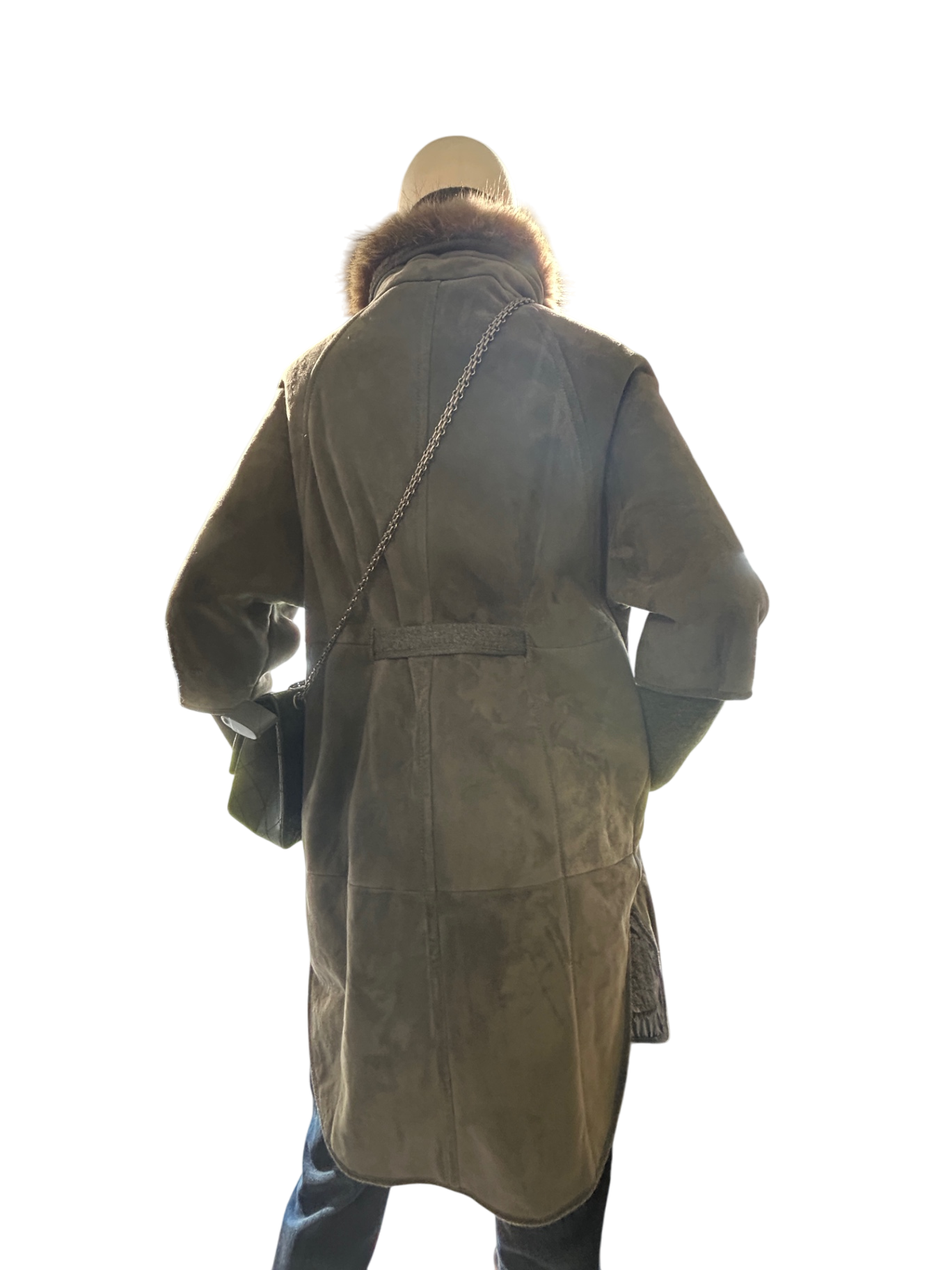 Brunello Cucinelli Mantel dunkelgrün, grau 38 Lammfell