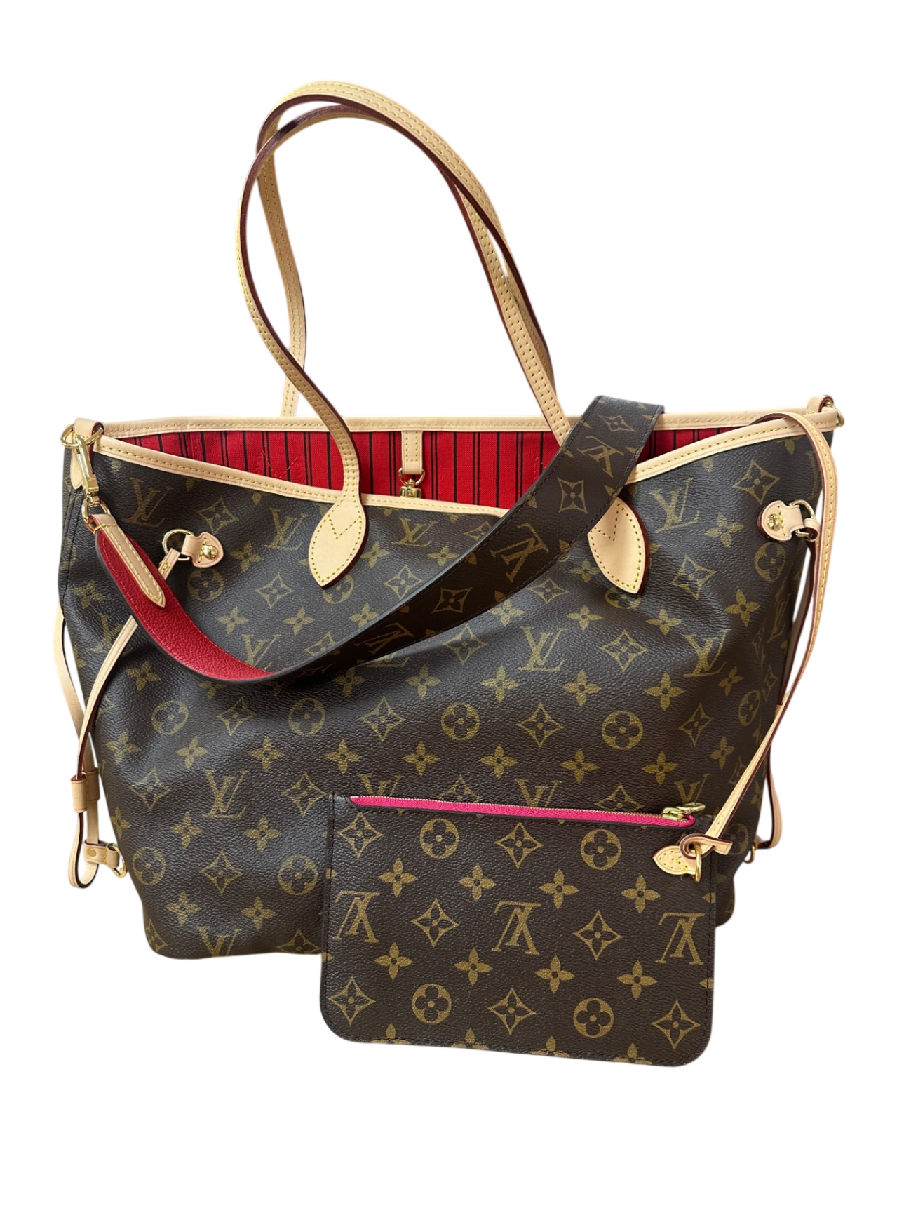 Louis Vuitton Neverfull Insideout MM Monogram Braun/Beige/Rot MM Canvas beschichtet /Leder