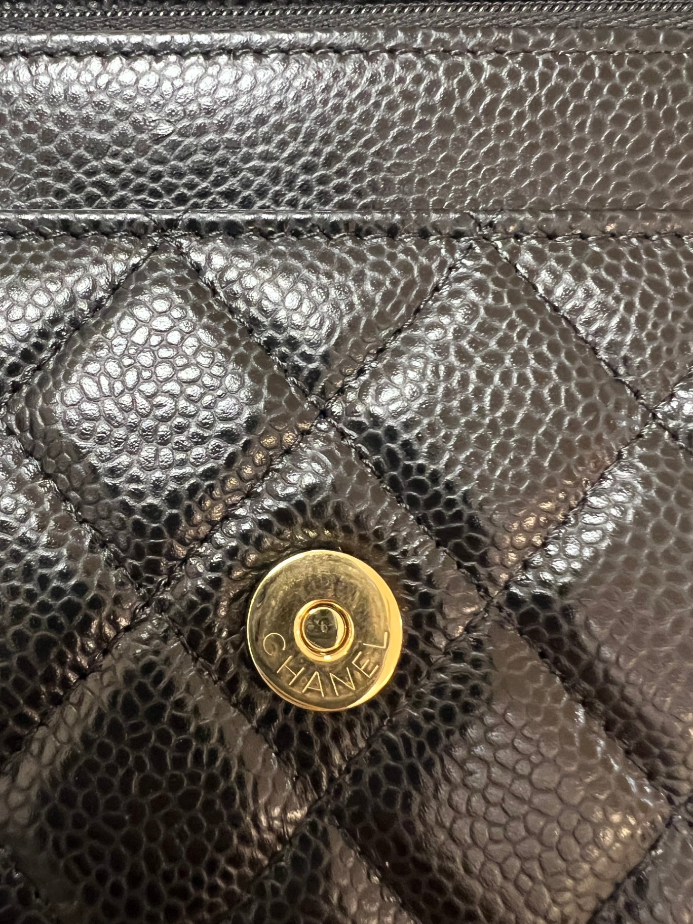 Chanel Wallet Chain Schwarz genarbtes Kalbsleder