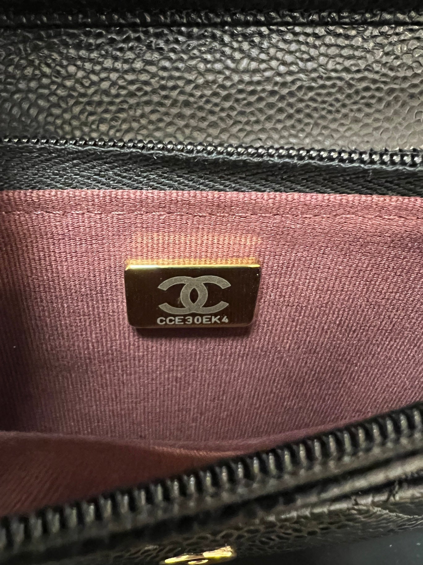 Chanel Wallet Chain Schwarz genarbtes Kalbsleder