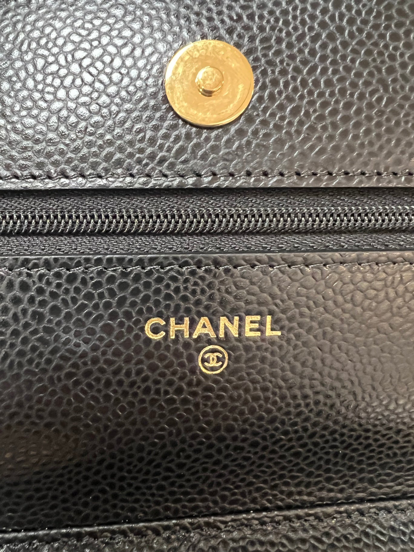 Chanel Wallet Chain Schwarz genarbtes Kalbsleder