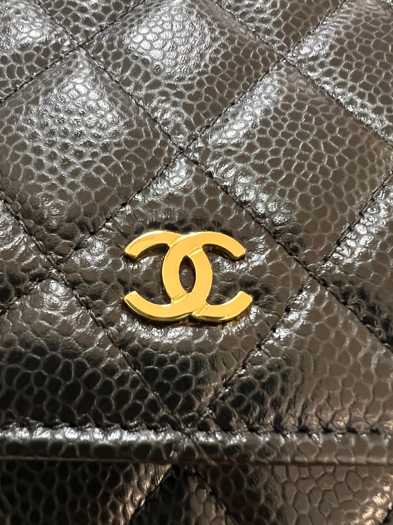 Chanel Wallet Chain Schwarz genarbtes Kalbsleder