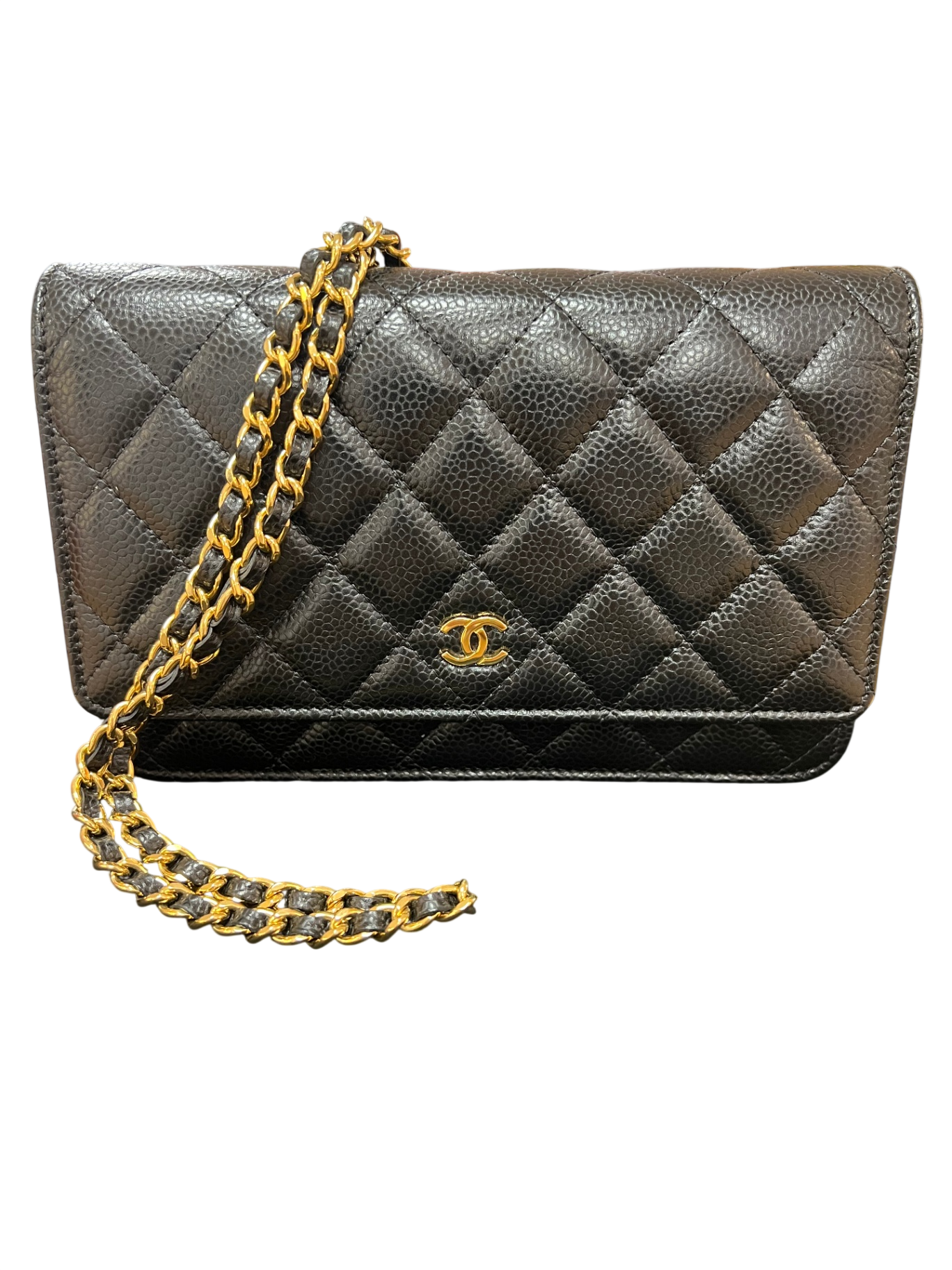 Chanel Wallet Chain Schwarz genarbtes Kalbsleder