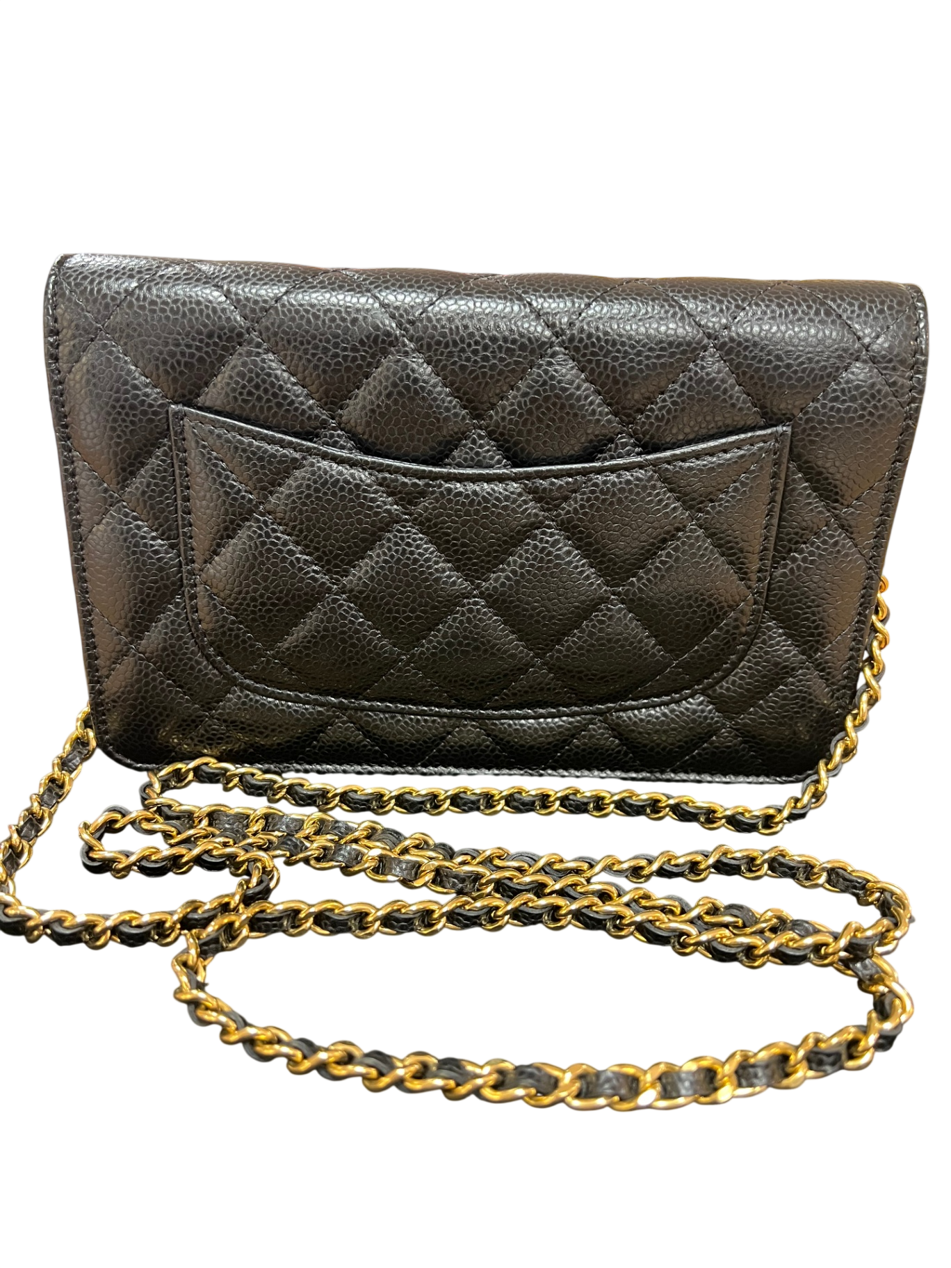 Chanel Wallet Chain Schwarz genarbtes Kalbsleder