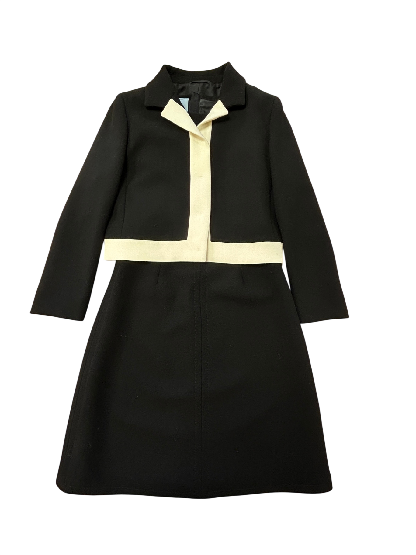 Prada Schwarz und Weiß 38 Schurwolle