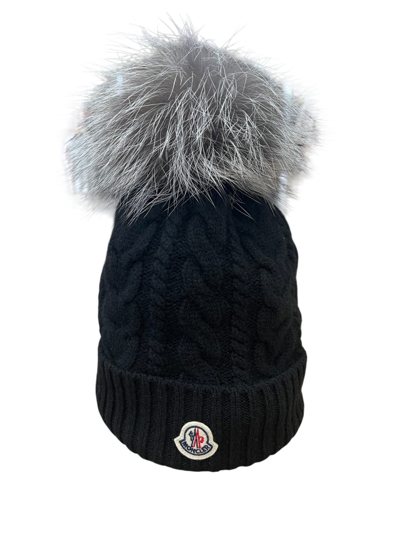 Moncler Schwarz und Grau Uni Wolle, Pelz
