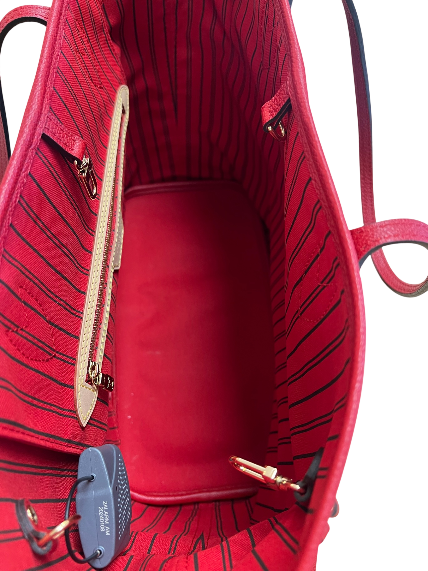 Louis Vuitton Neverfull Braun mit Rot MM Canvas beschichtet und Leder