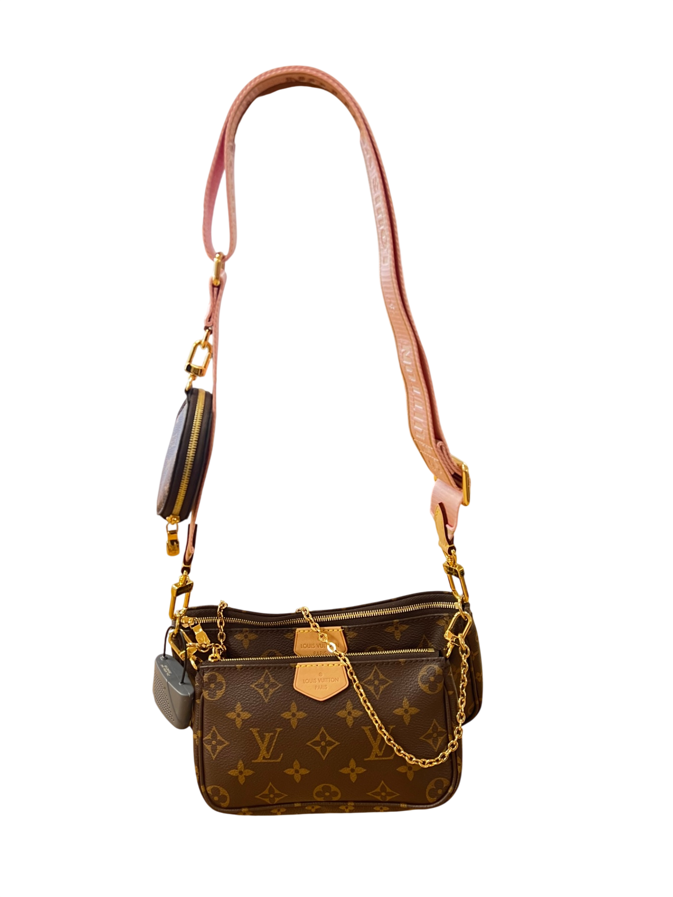 Louis Vuitton Multi Pochette Monogram Braun mit goldenen Akzenten Canvas beschichtet und Leder