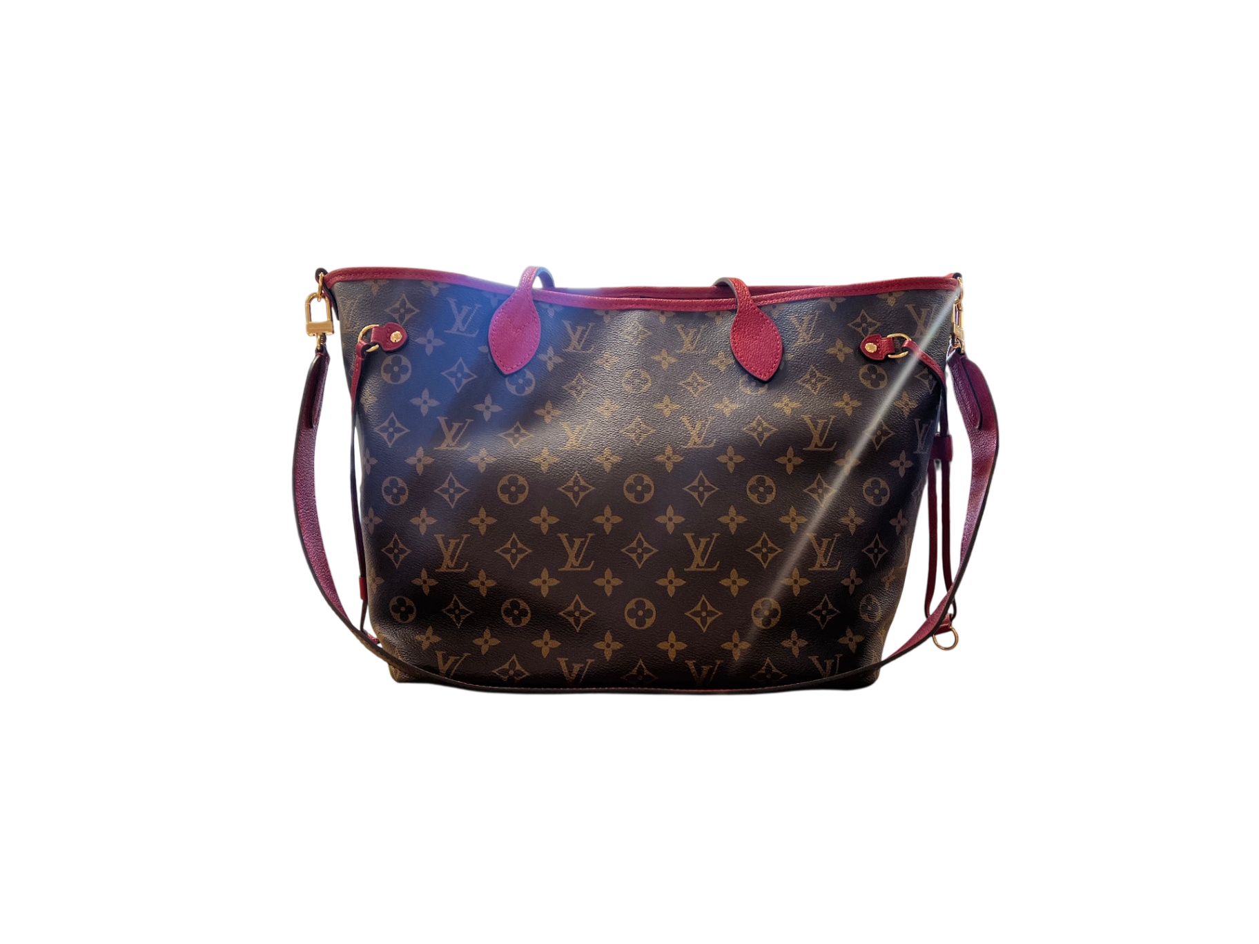 Louis Vuitton Neverfull Braun mit Rot MM Canvas beschichtet und Leder