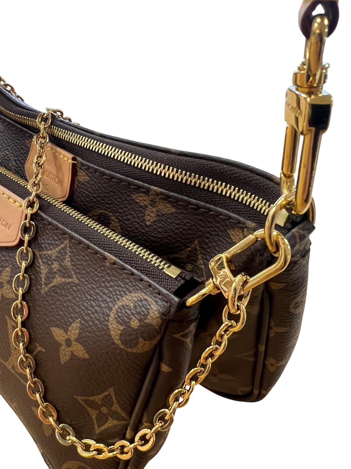 Louis Vuitton Multi Pochette Monogram Brown with gold accents, coated canvas and leather