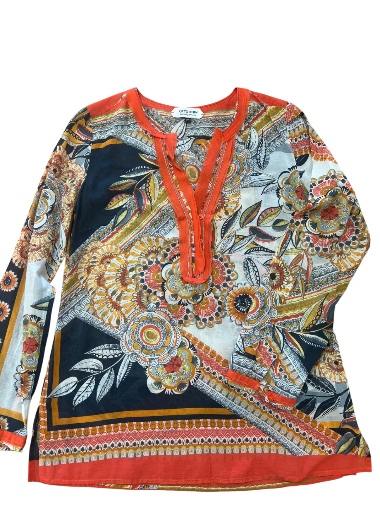 OTTO KERN Mehrfarbig (hauptsächlich Orange, Schwarz, Beige, Weiß, Rot, Gelb) 38 Baumwolle/Seide
