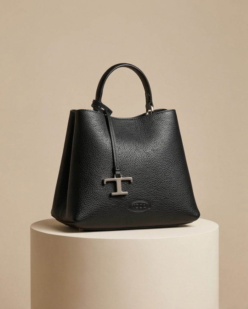 Tods Micro Leather Top Handle Bag in Schwarz