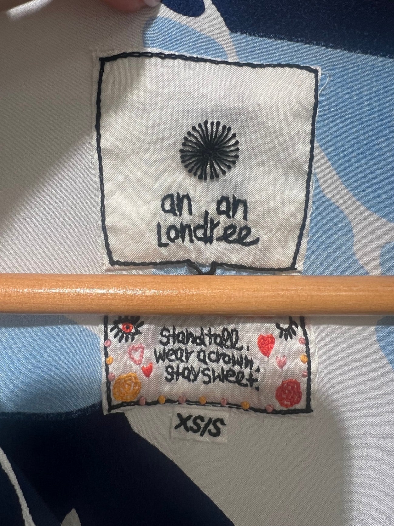 an an londree Blau, Weiß 36 Seide